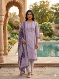 Lavendar Printed Summer Wear Cotton Kurta Set