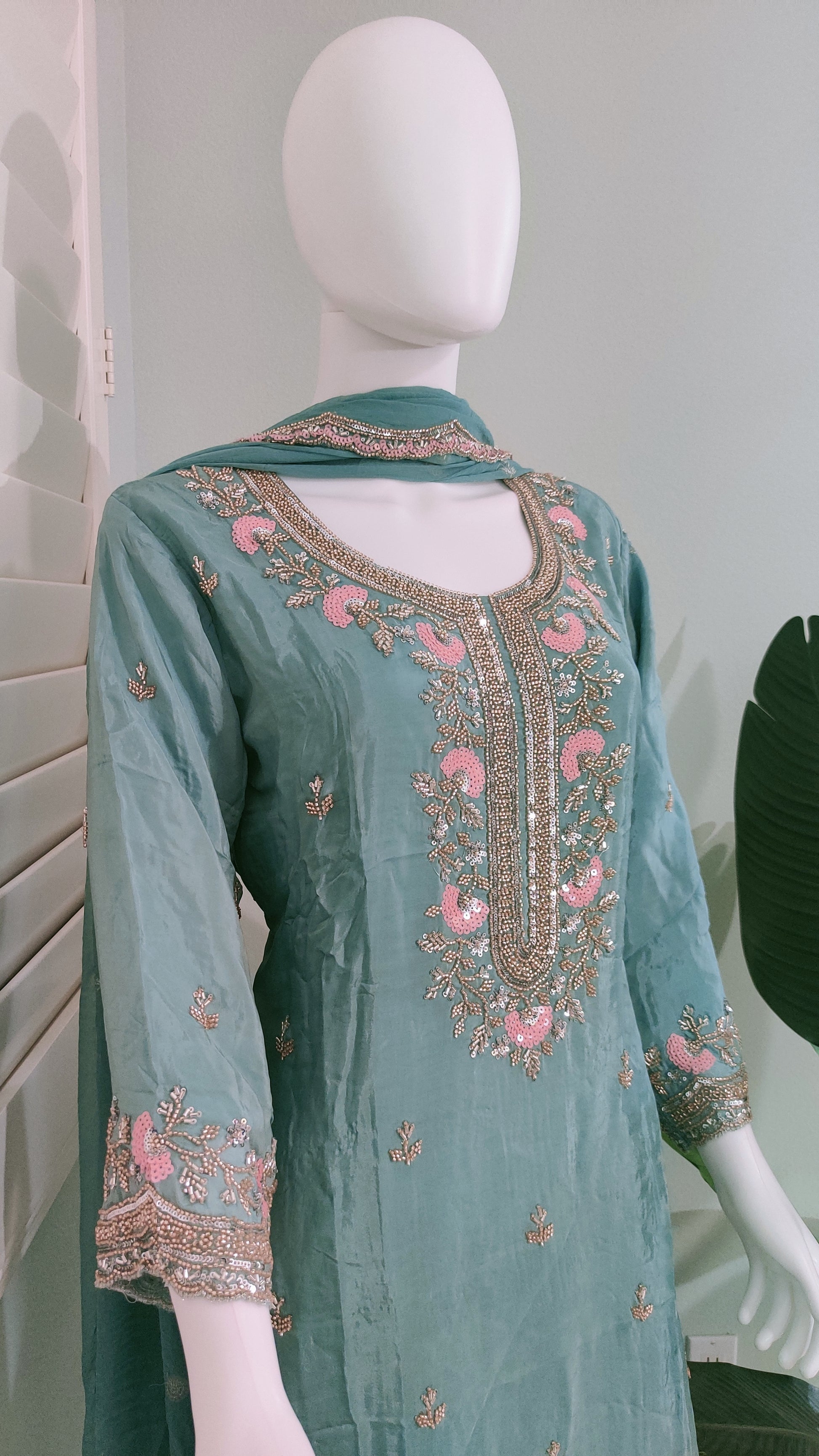 Handwork Embroidered Plazzo Kurta Suit Set