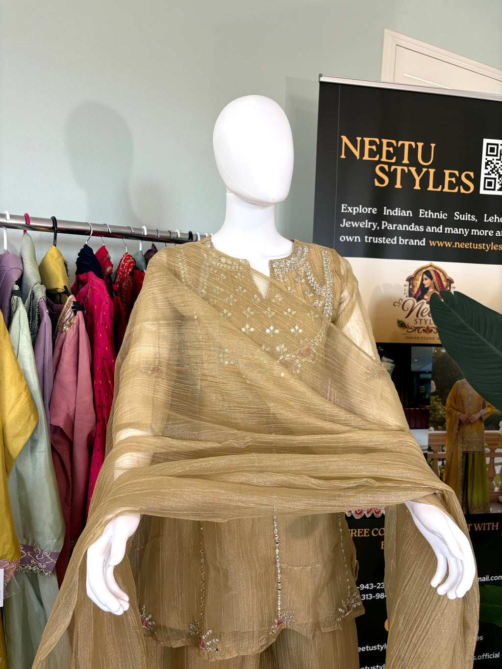 Golden-Bronze Festive Wear Kurta Set
