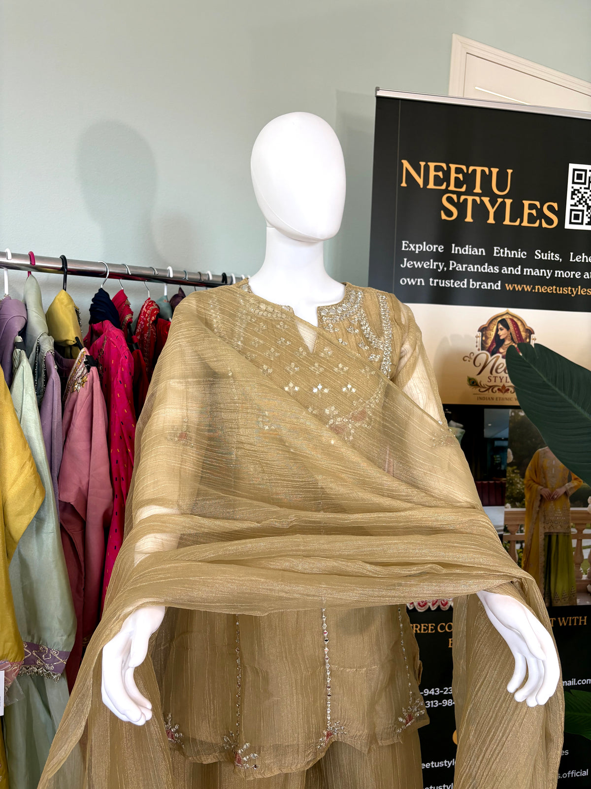 Golden-Bronze Festive Wear Kurta Set
