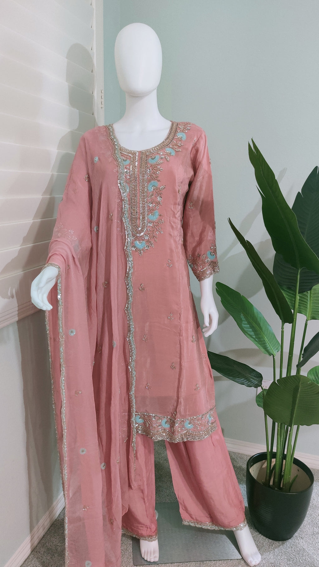 Handwork Embroidered Plazzo Kurta Suit Set