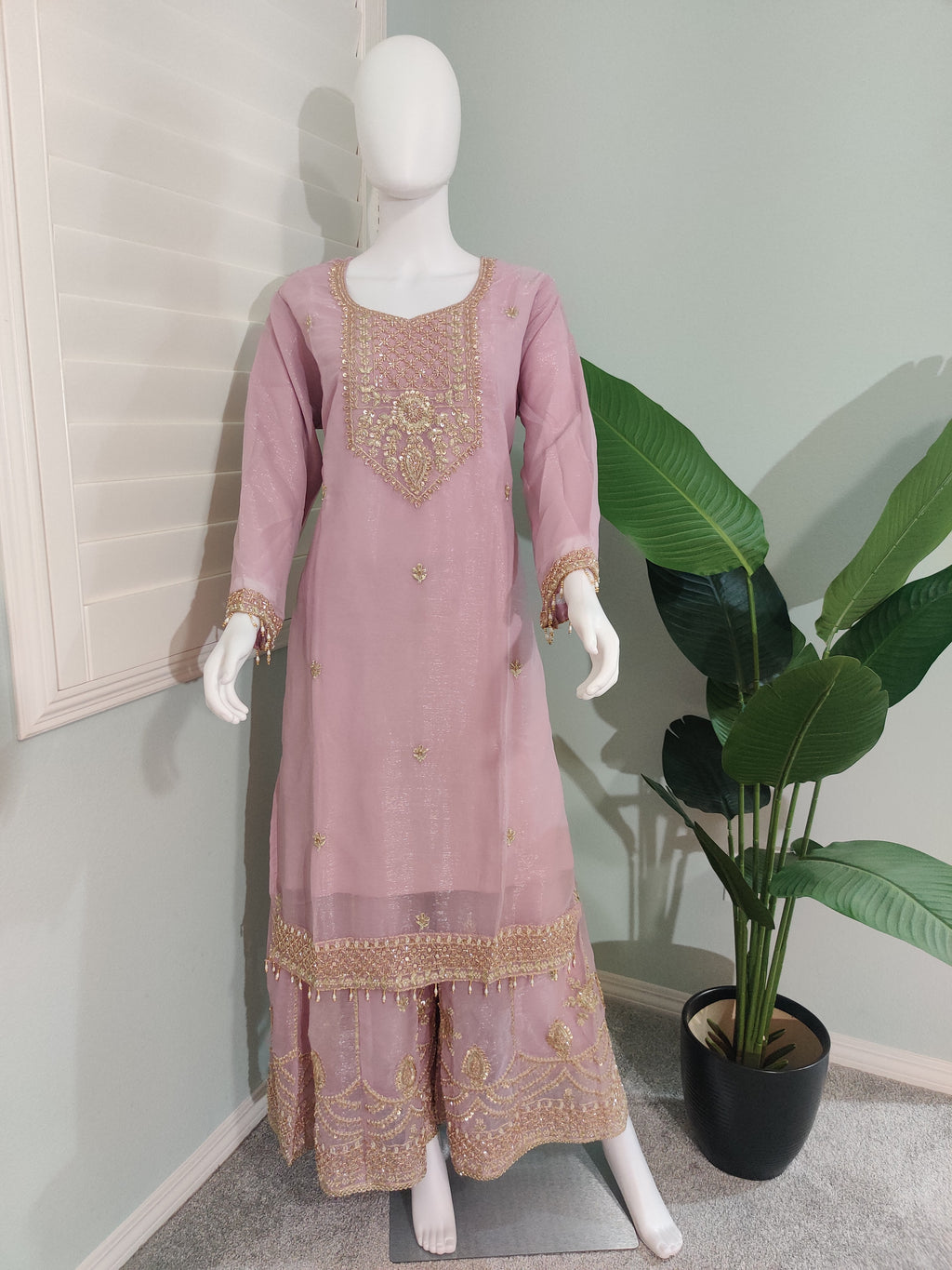 Pakistani Handwork Embroidered Plazzo Kurta Set