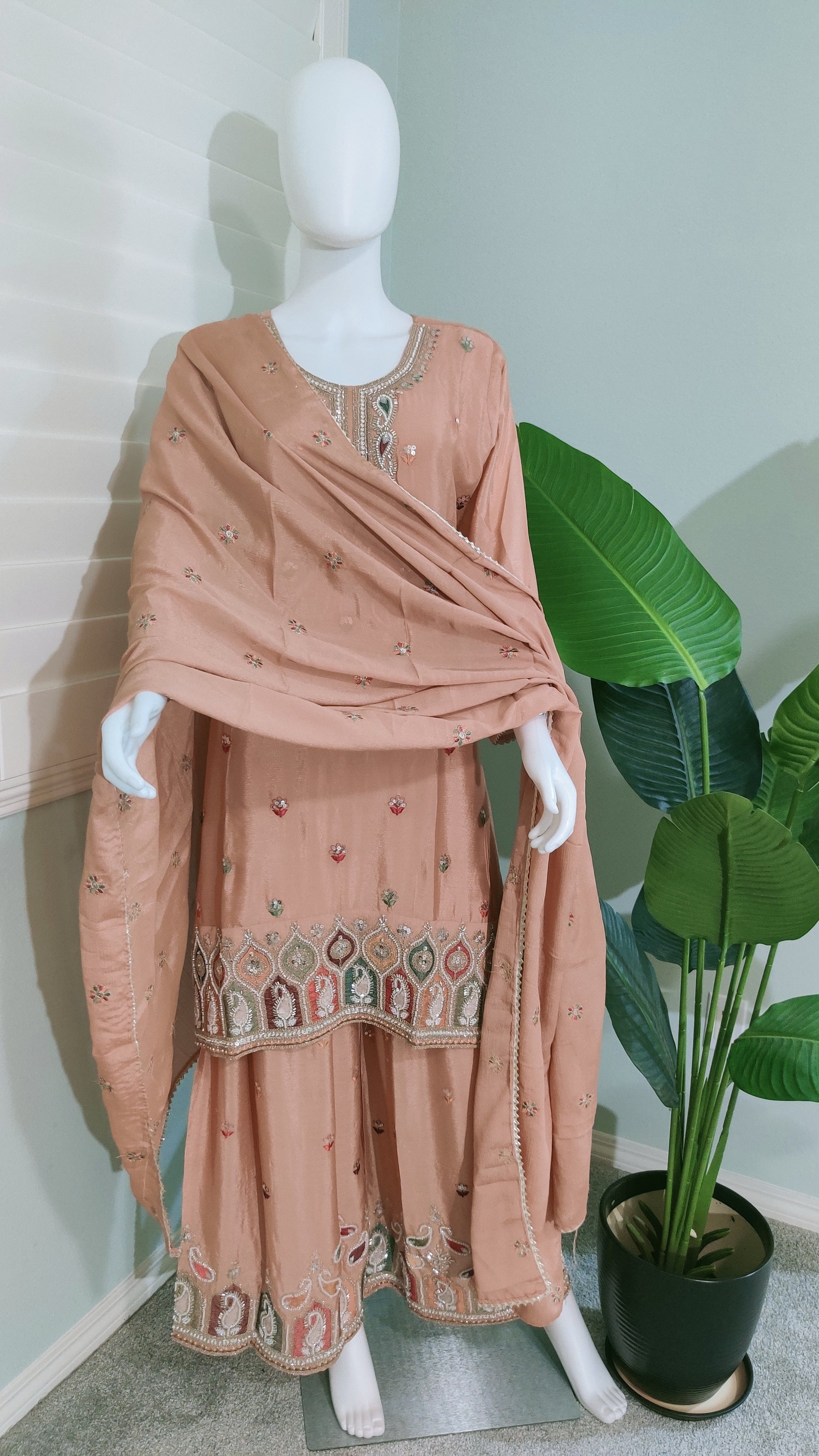 Chinon Multi Embroidered Plazzo Kurta set