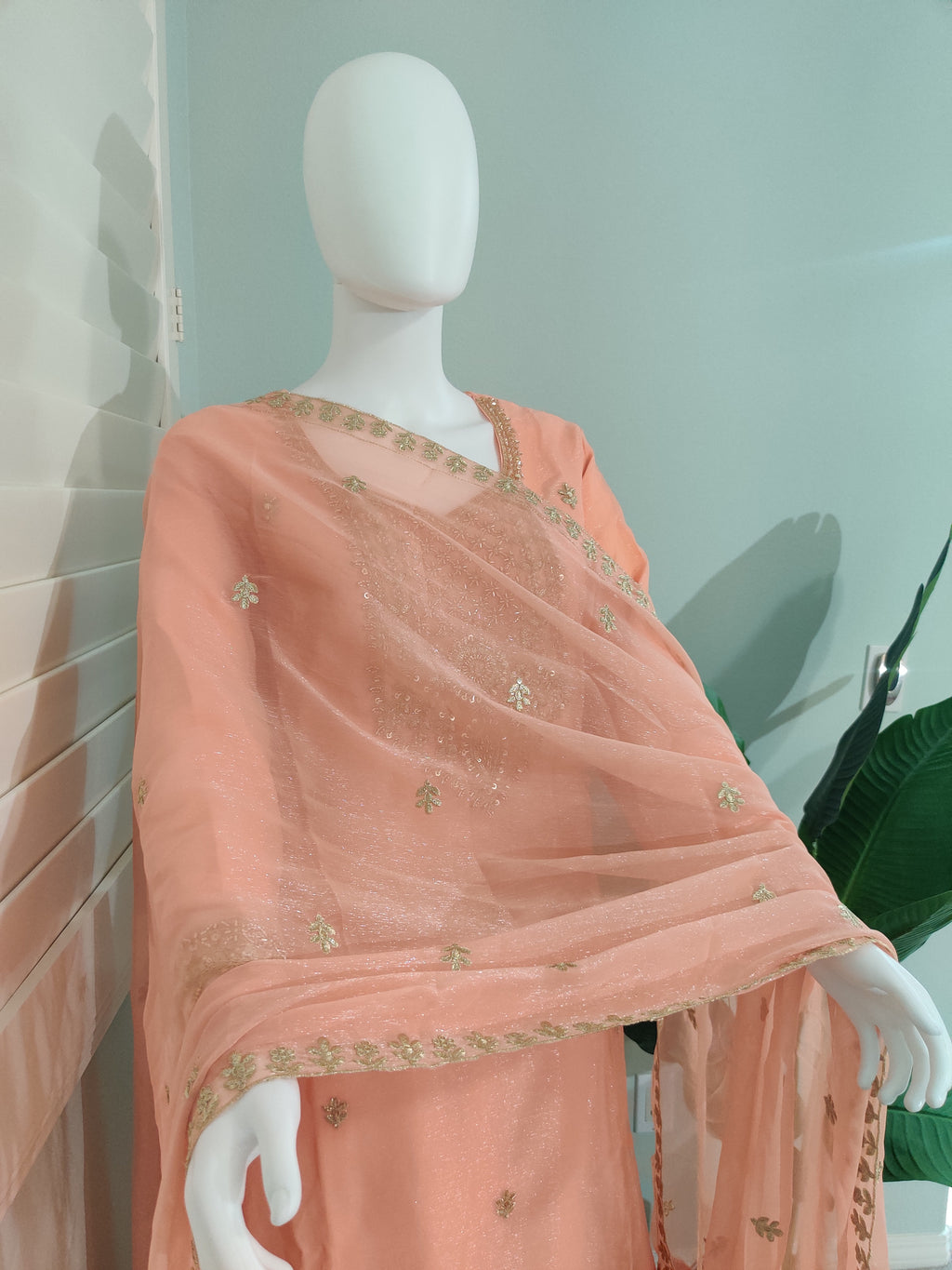 Pakistani Handwork Embroidered Plazzo Kurta Set