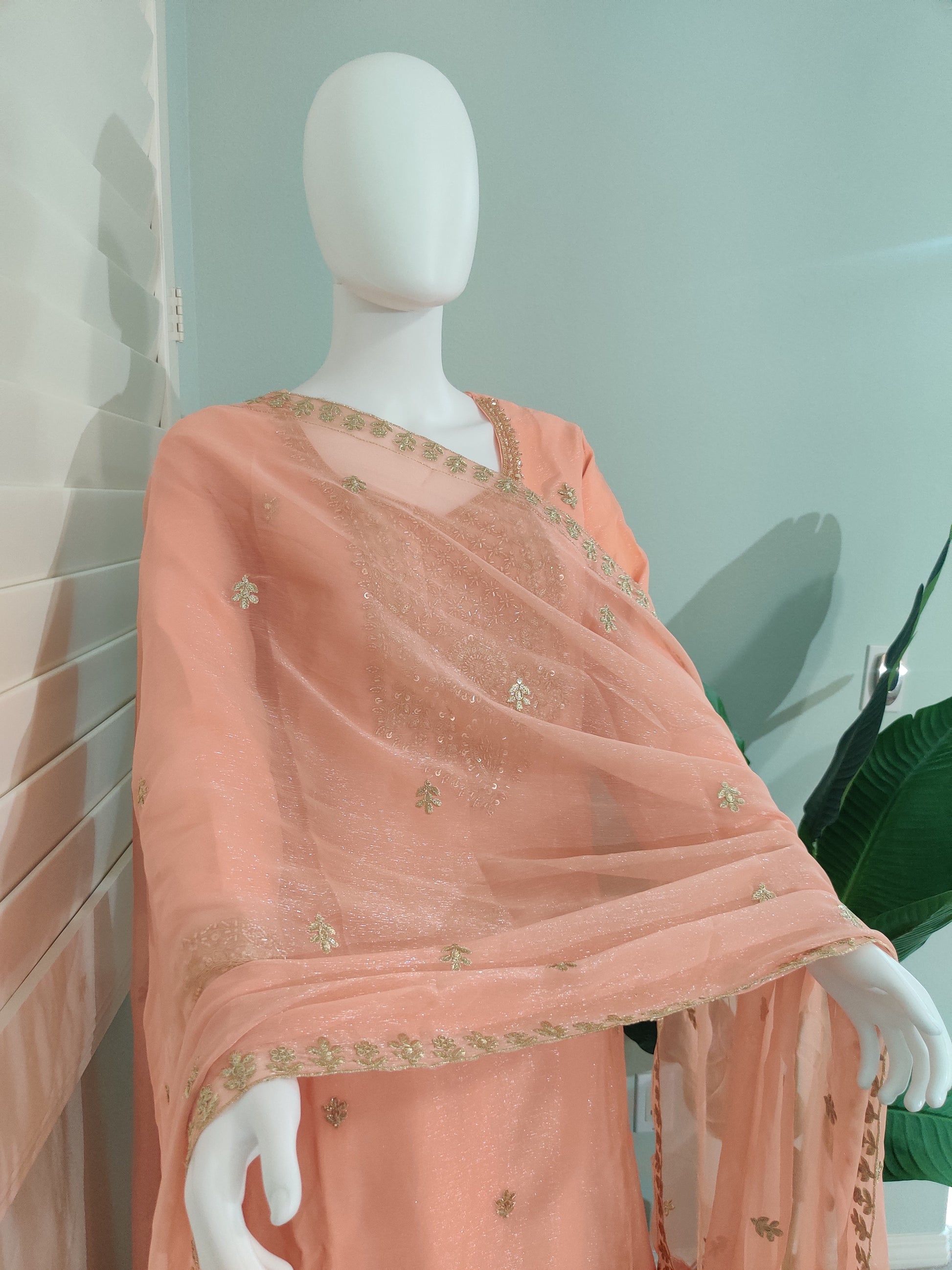 Pakistani Handwork Embroidered Plazzo Kurta Set