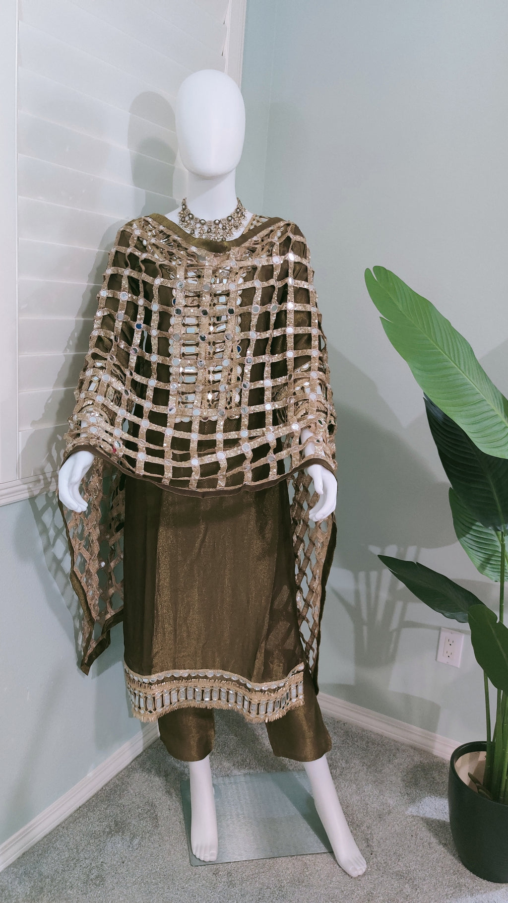 Sage Green Tissue Shimmer Kurta Set