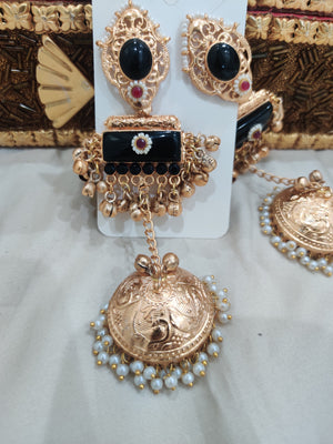 Kashmiri Statement Earrings in Black