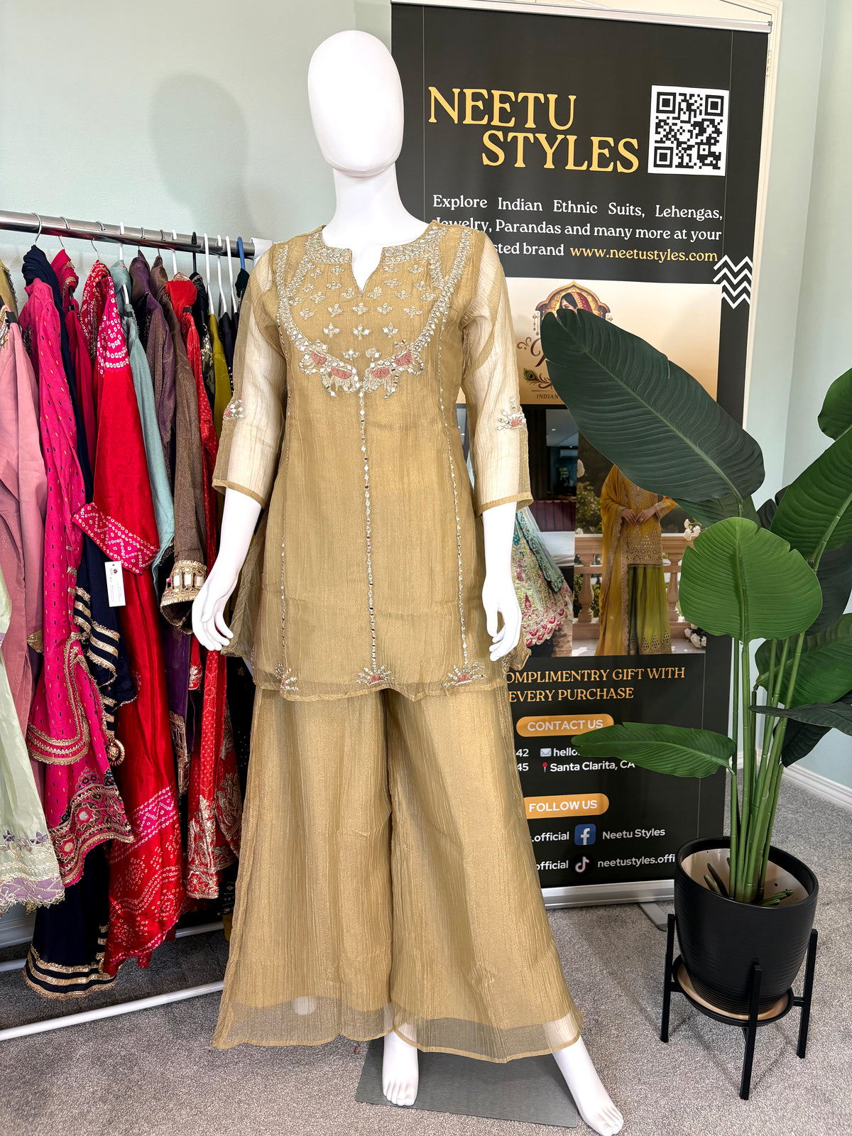 Golden-Bronze Festive Wear Kurta Set