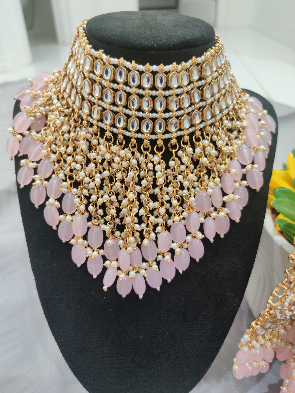Blush Royale Kundan Pearl Necklace Set