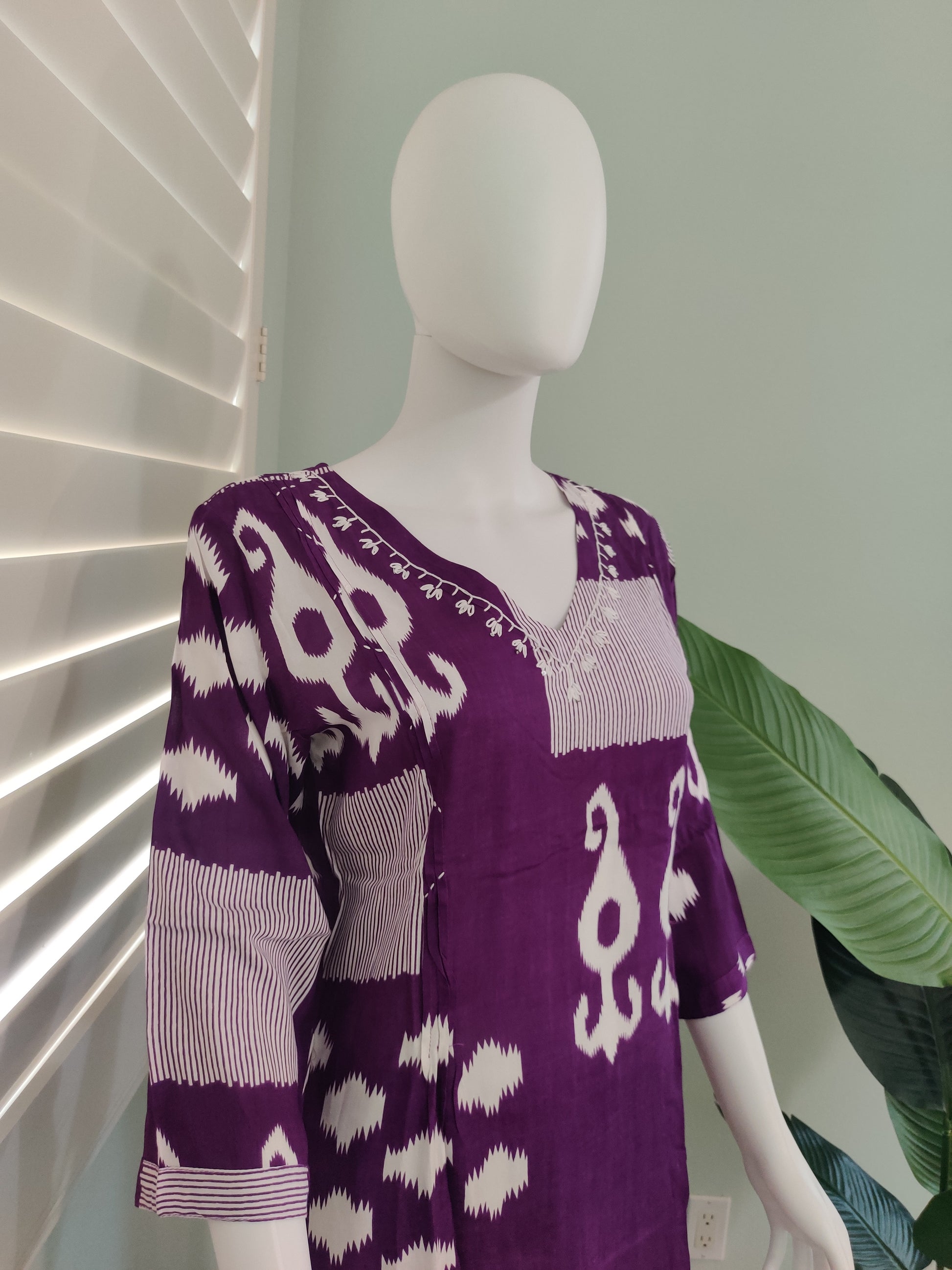 Purple Digital Print Cotton Kurta Set