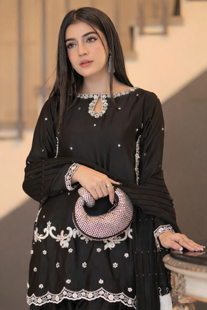 Black Embroidered Pakistani Suit