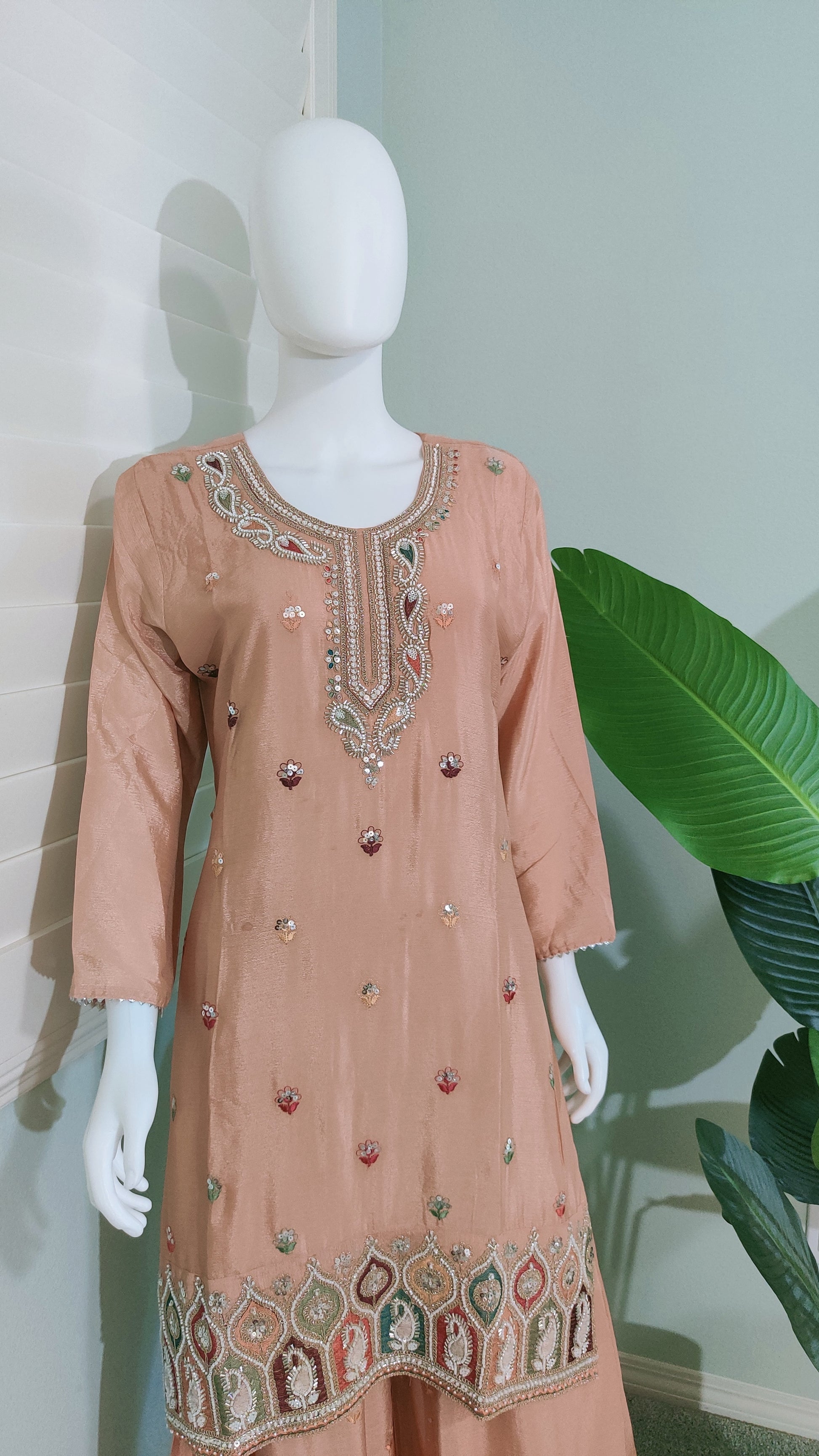 Chinon Multi Embroidered Plazzo Kurta set