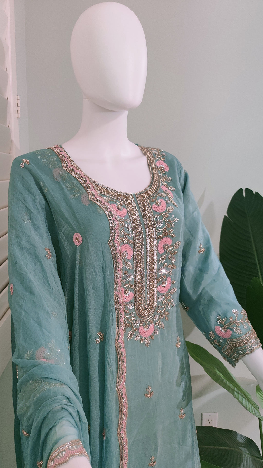 Handwork Embroidered Plazzo Kurta Suit Set