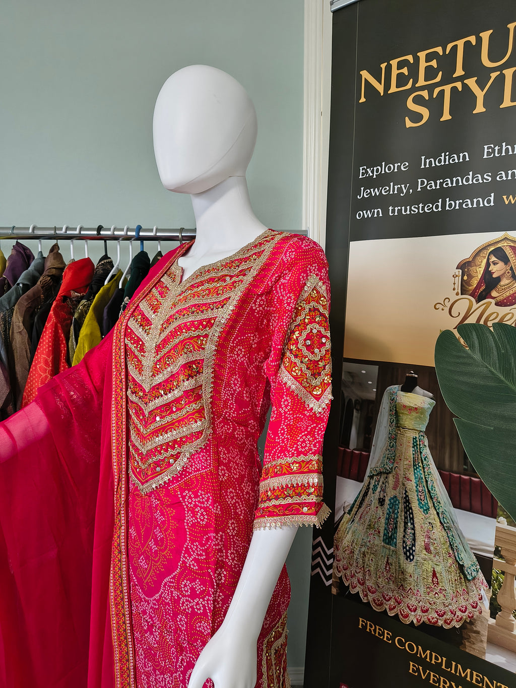Festive Wear bandani printed Kurta Set