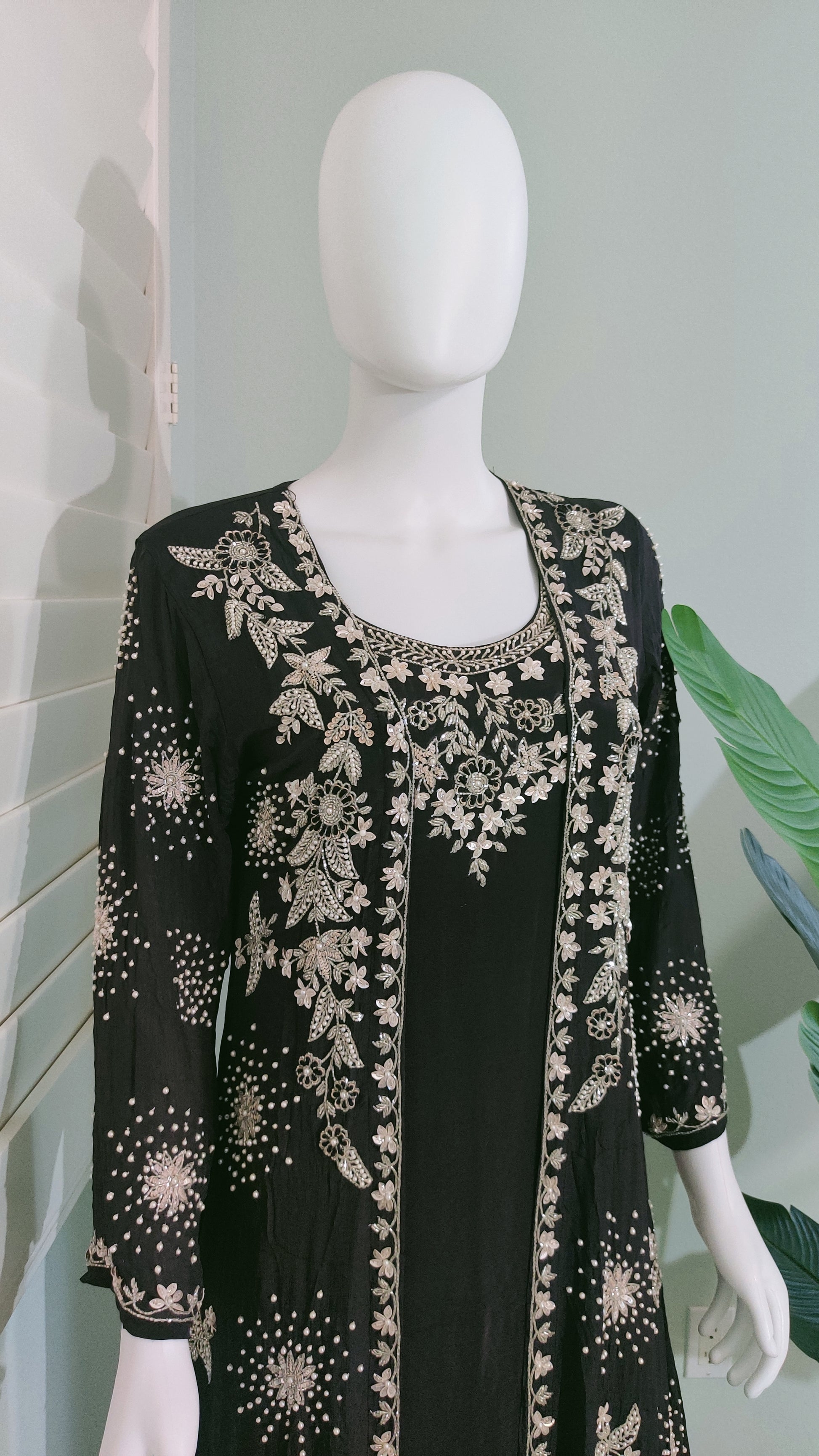 Deep Purple Indo Western Hand Embroidered Party wear Dress