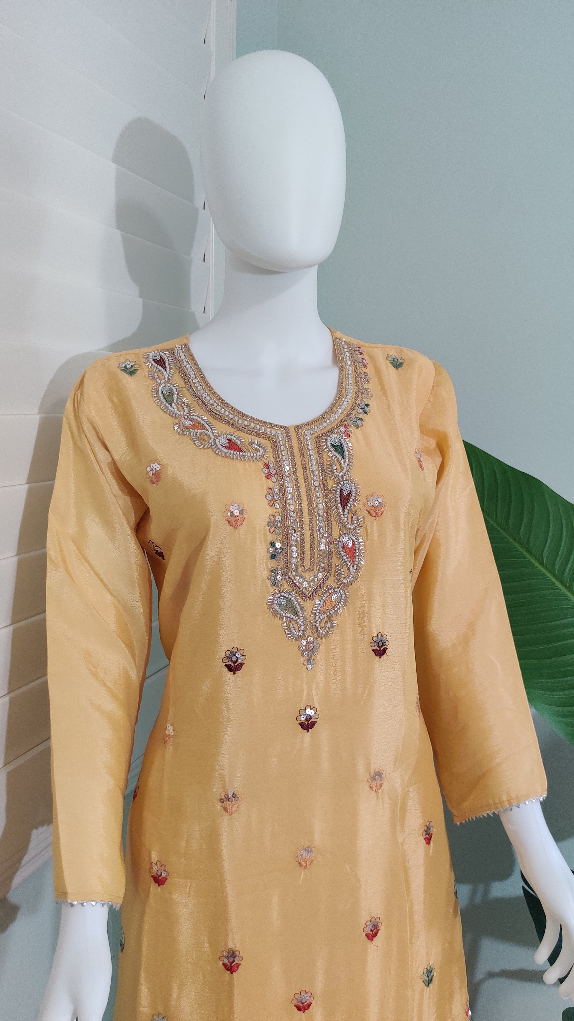 Chinon Multi Embroidered Plazzo Kurta set