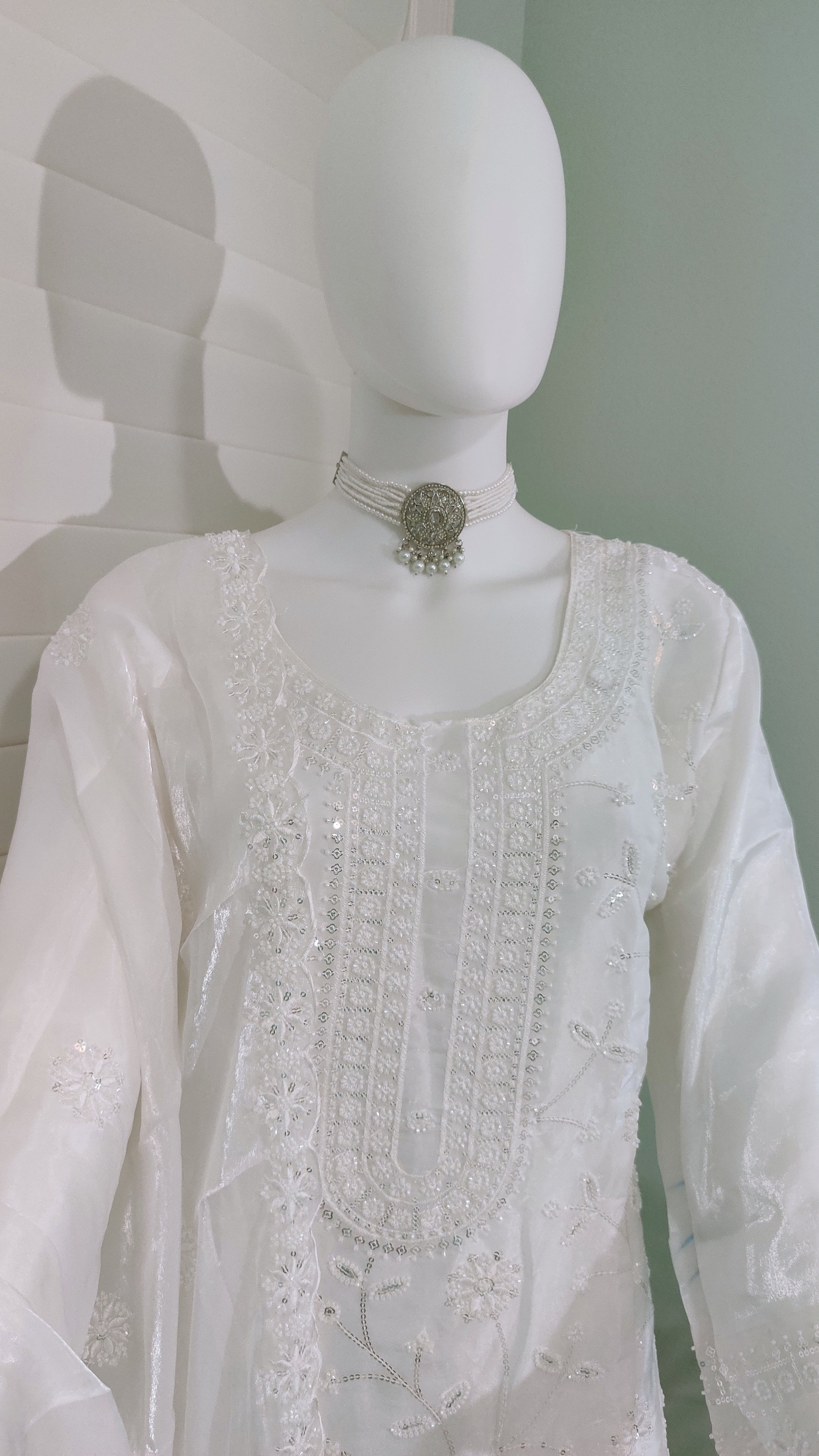 ✨ Fully Hand Embroidered Jimmy Choo Fabric Festive Palazzo Suit Set