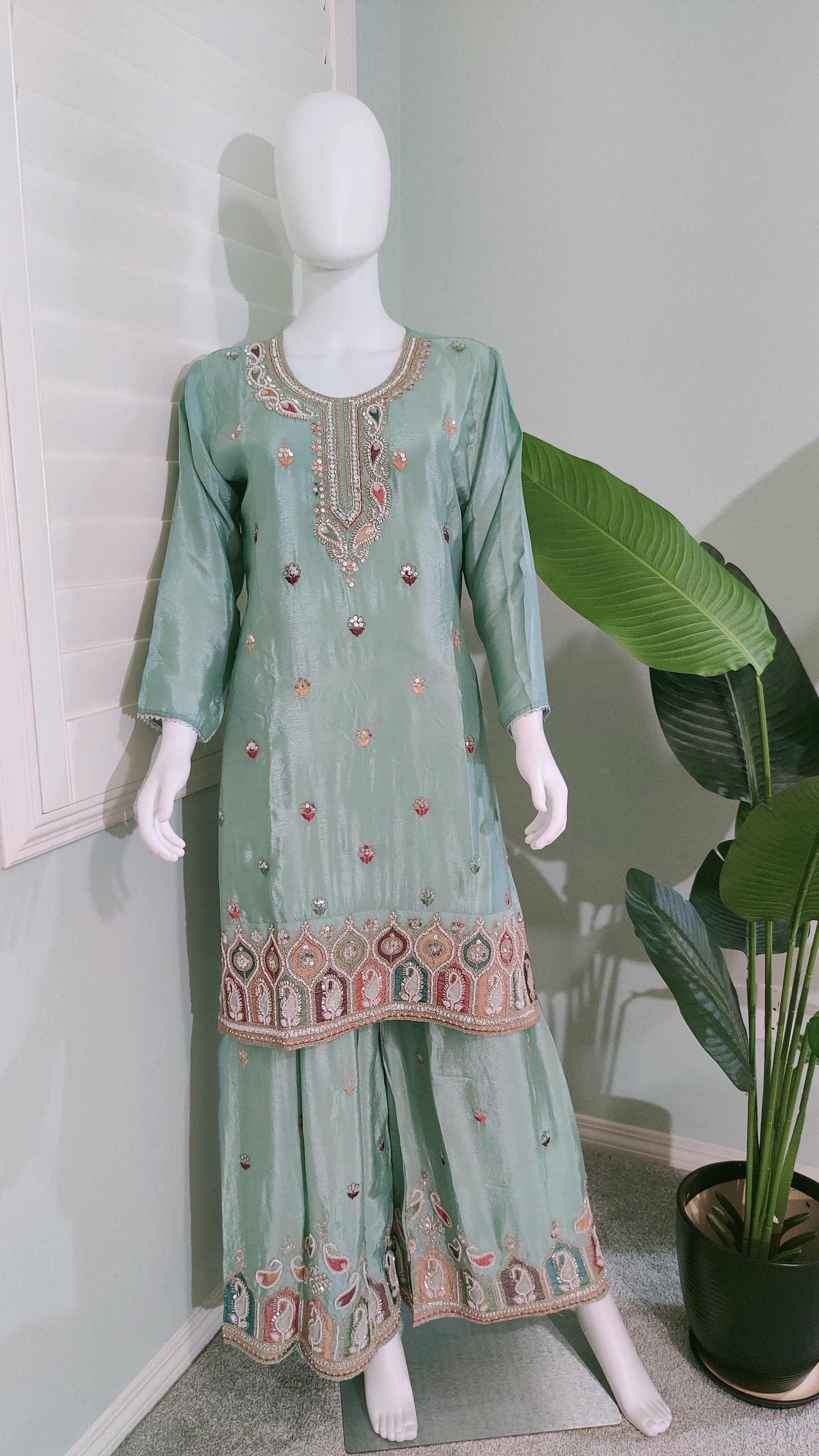 Chinon Multi Embroidered Plazzo Kurta set
