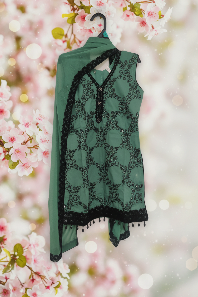 Cotton Pathani Salwar Kurta Set for girls