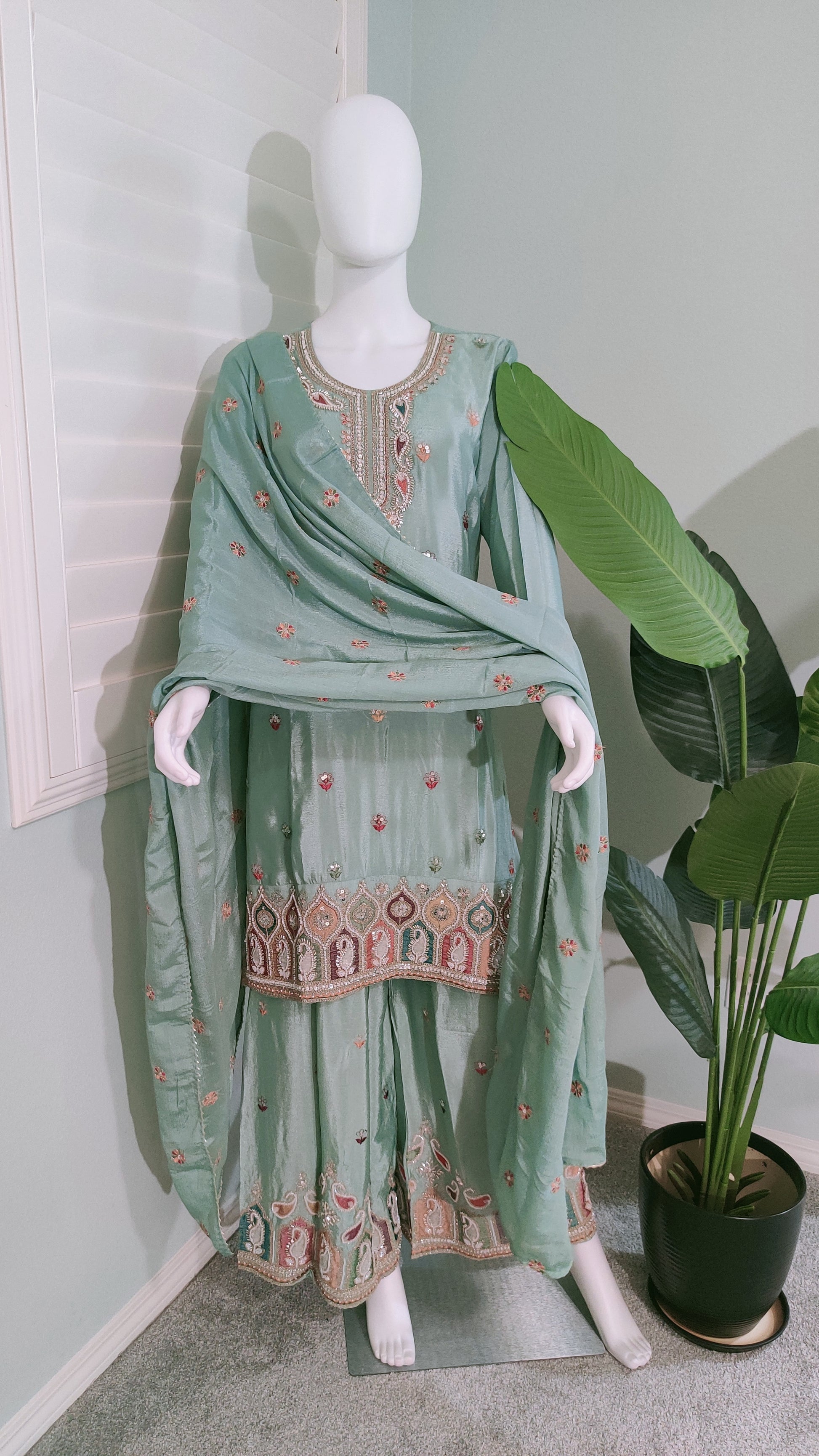 Chinon Multi Embroidered Plazzo Kurta set