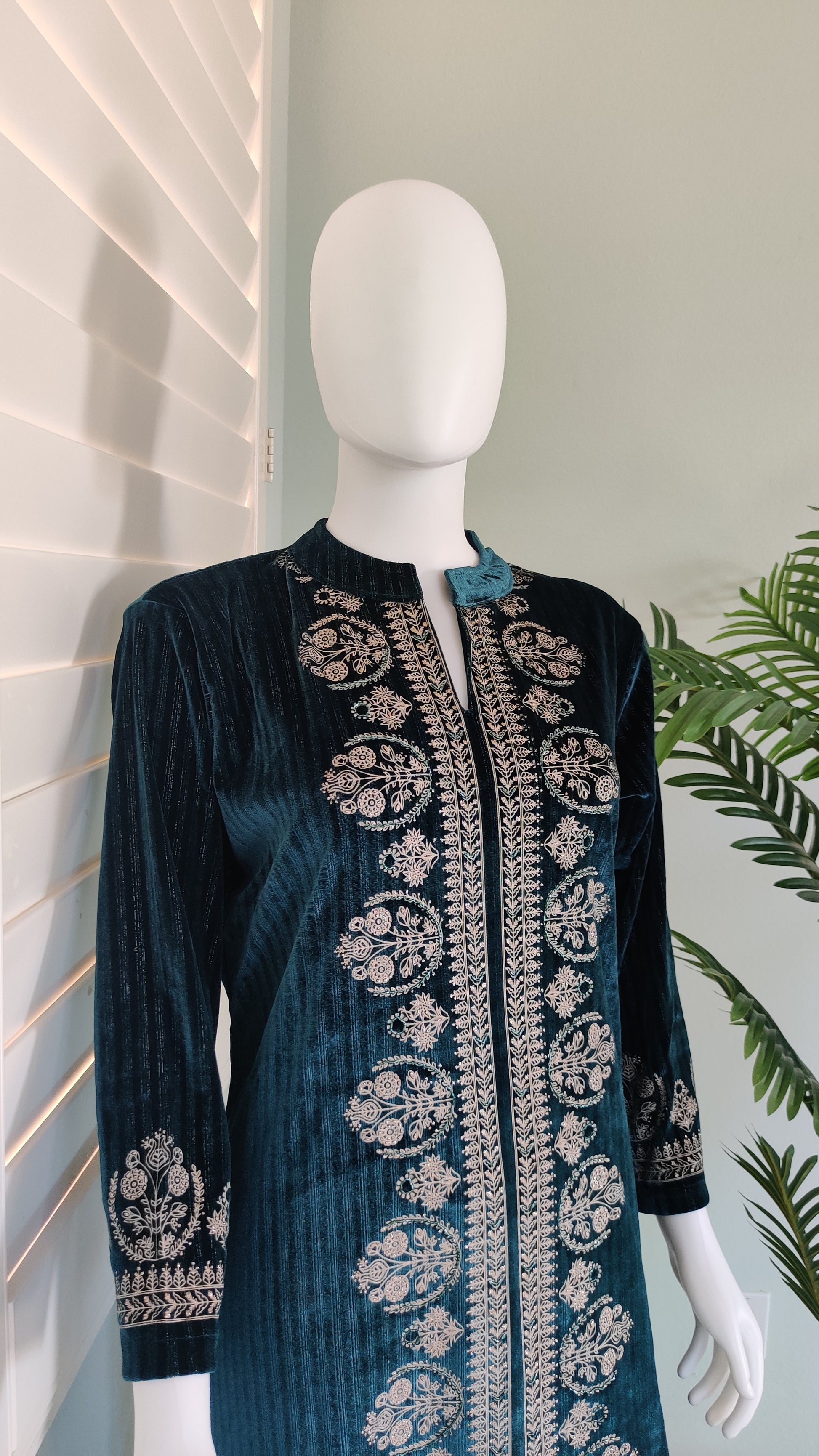 Teal Blue Embroidered Cord Set