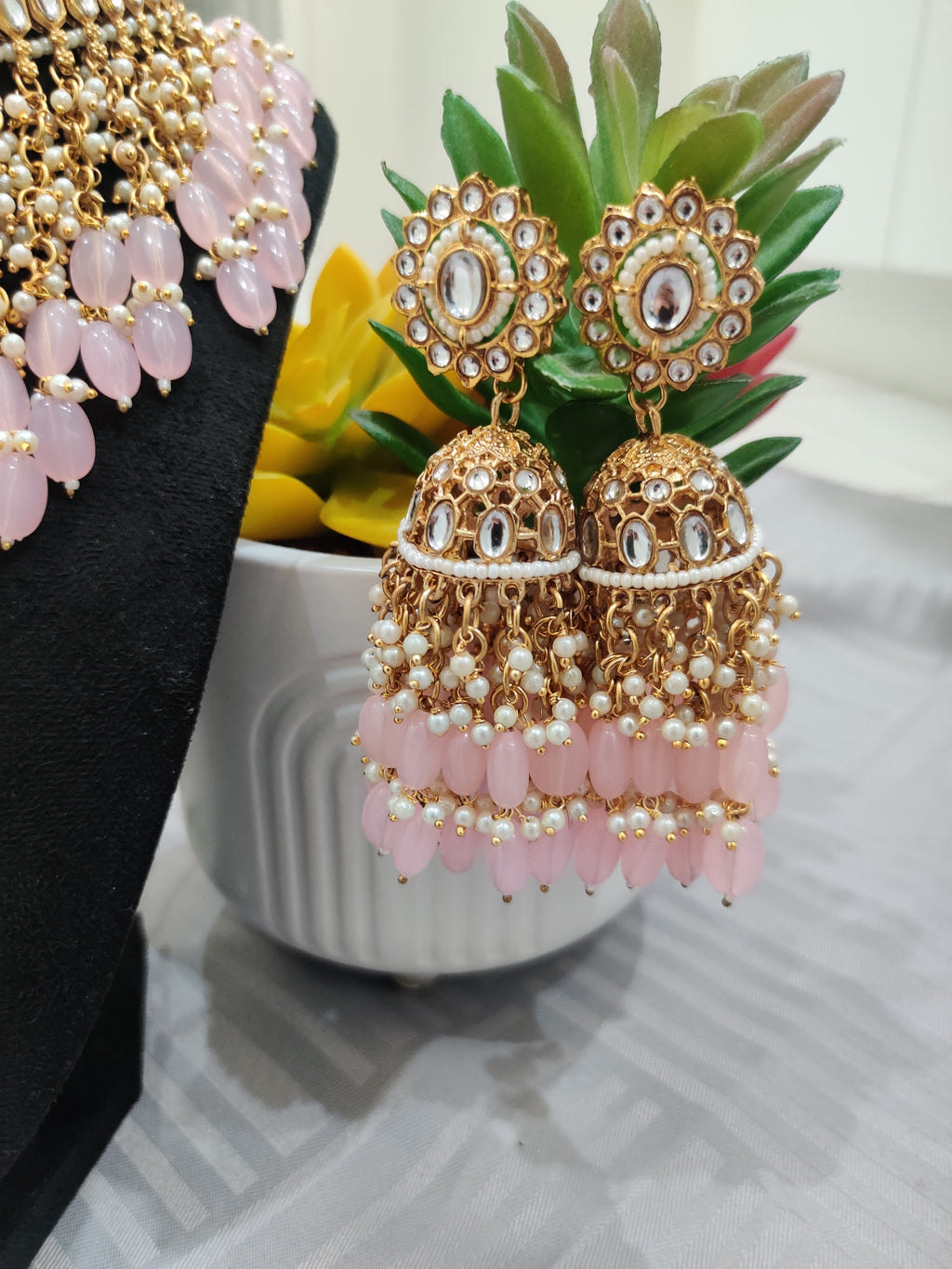 Blush Royale Kundan Pearl Necklace Set