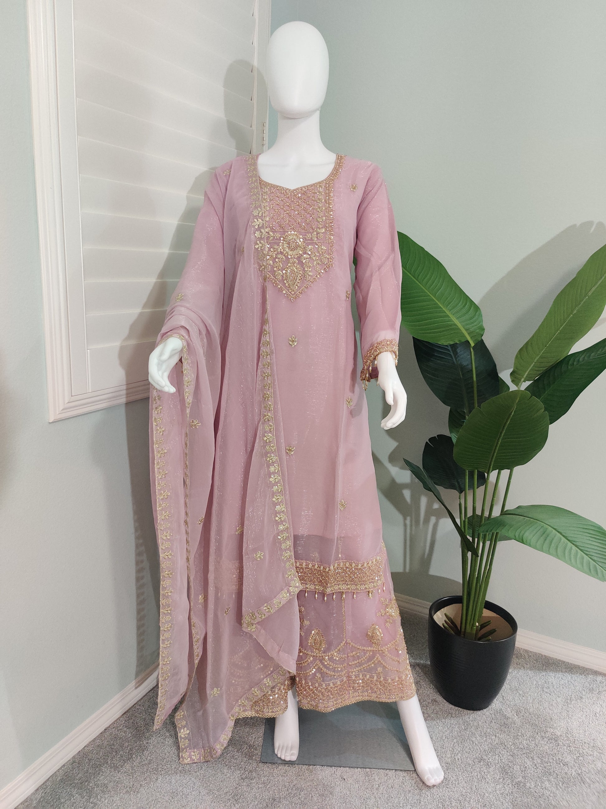 Pakistani Handwork Embroidered Plazzo Kurta Set