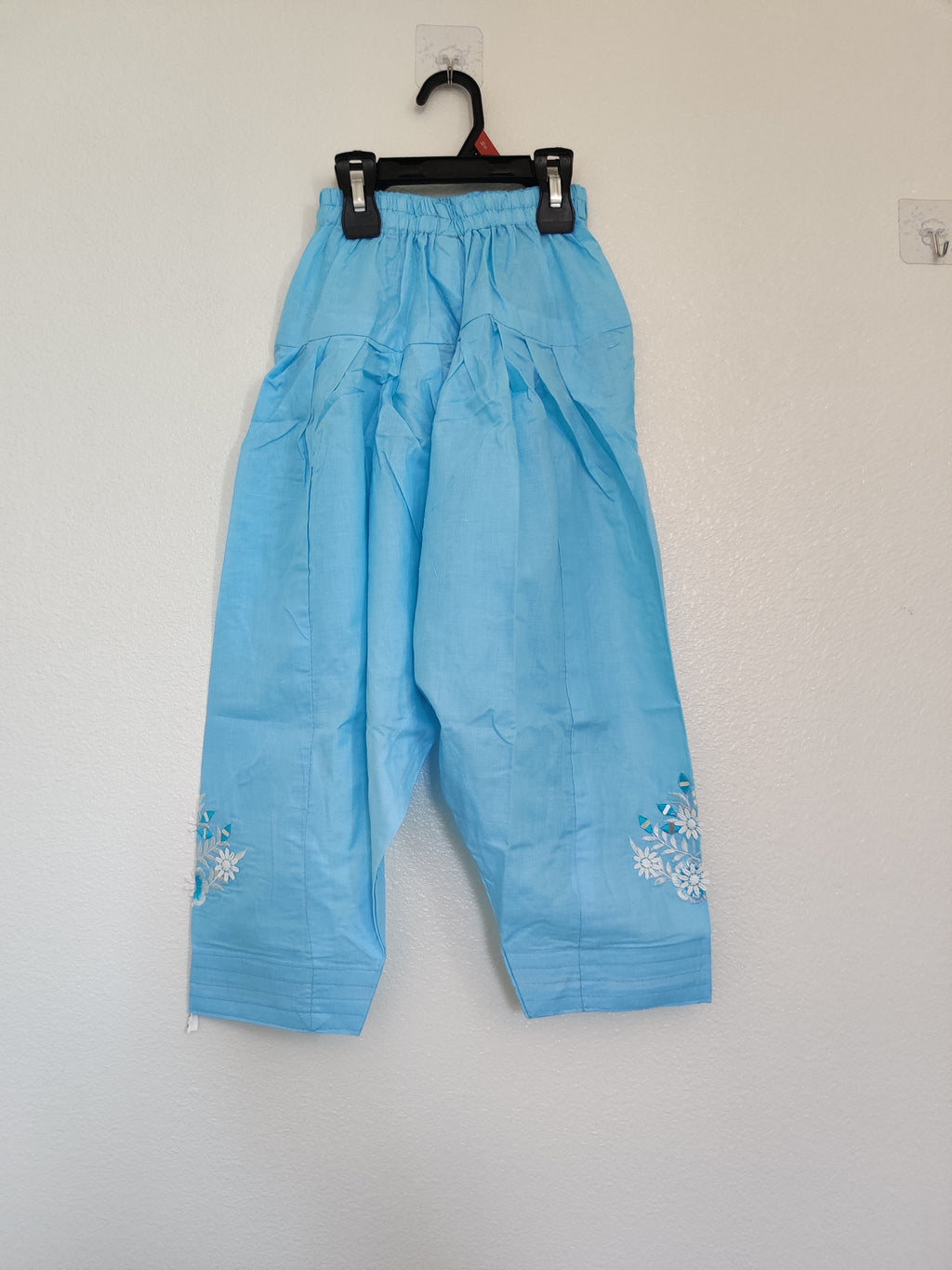 Little Girls’ Summer Wear Cotton Embroidered Salwar Suit Set — Light Blue