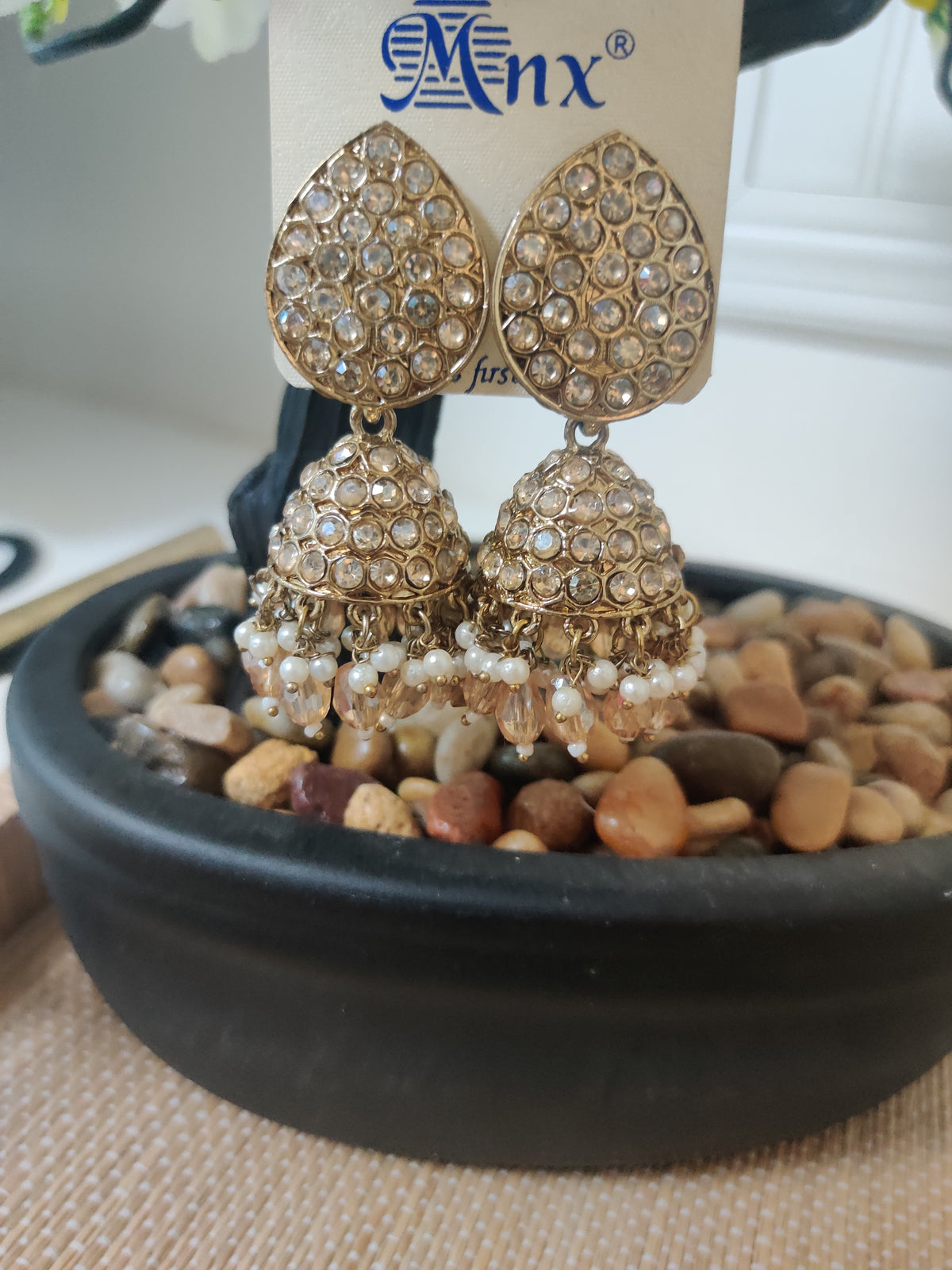 Sparkling Teardrop Stone Jhumka Earrings
