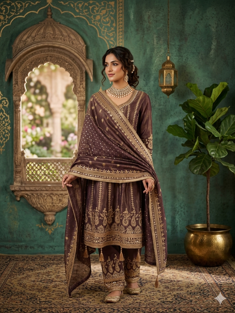 Wedding Wear Peplum Style Salwar Suit Set
