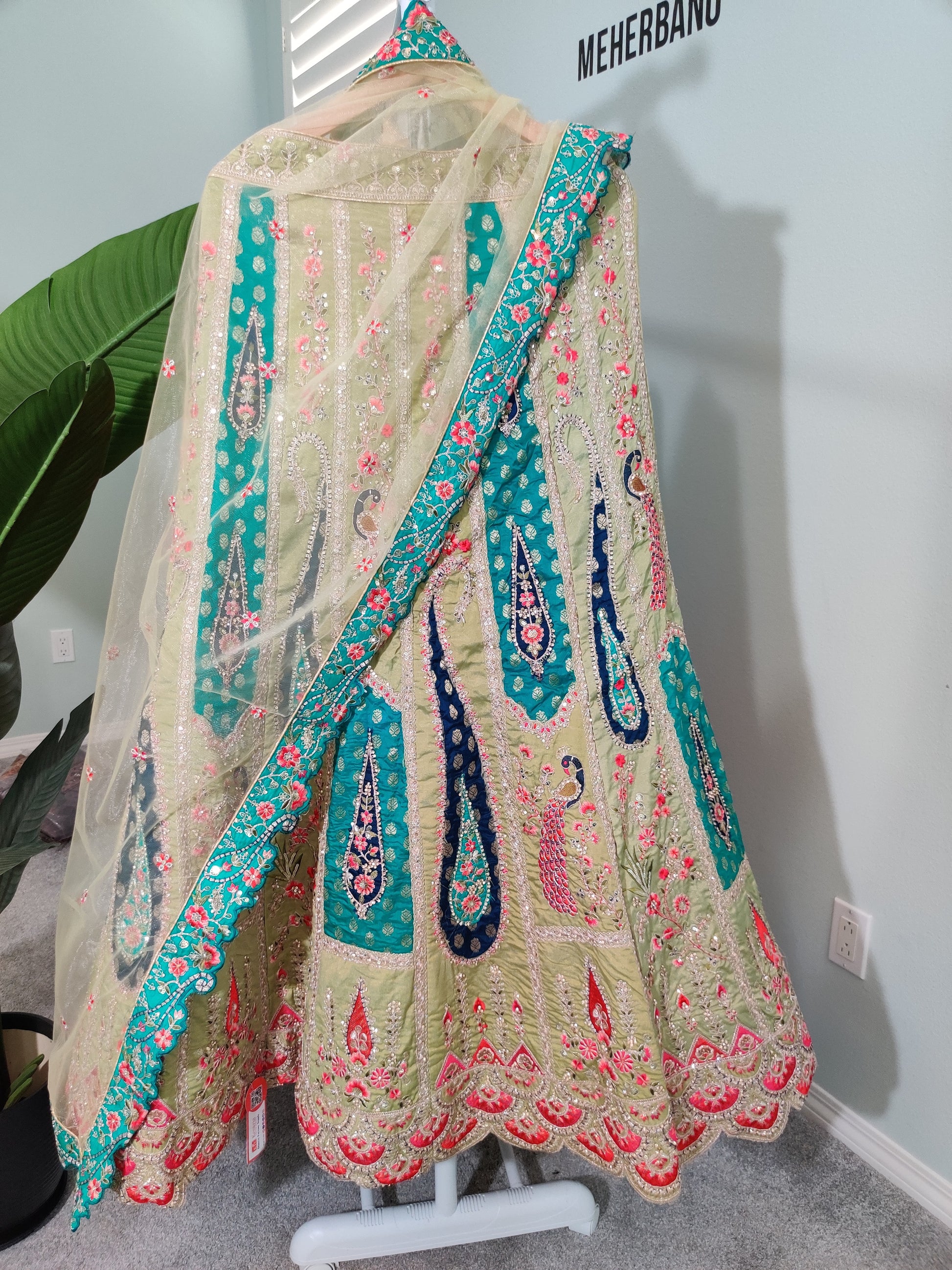 Regal Banarasi Silk Light Green Party Wear Lehenga