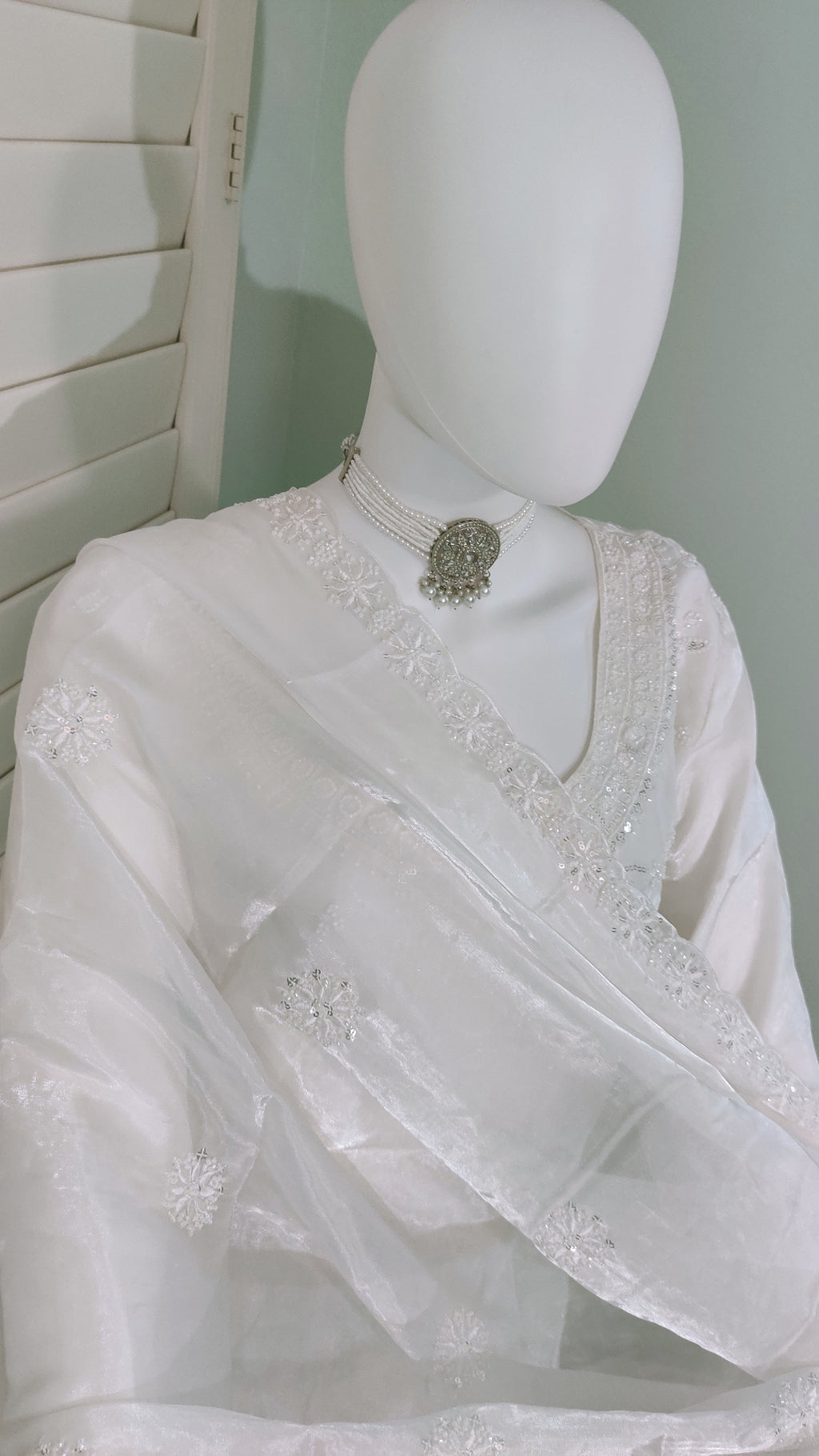 ✨ Fully Hand Embroidered Jimmy Choo Fabric Festive Palazzo Suit Set