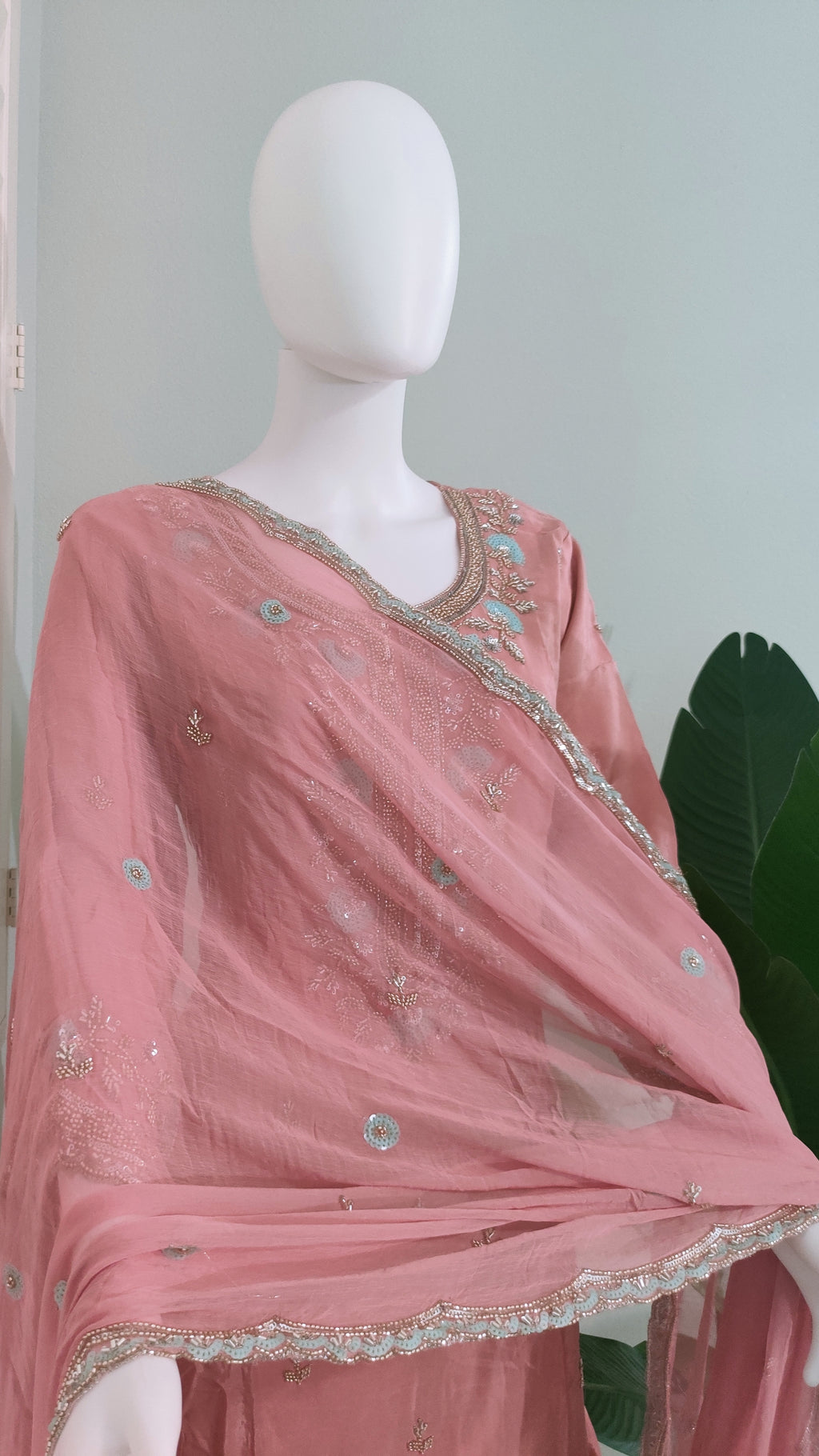 Handwork Embroidered Plazzo Kurta Suit Set