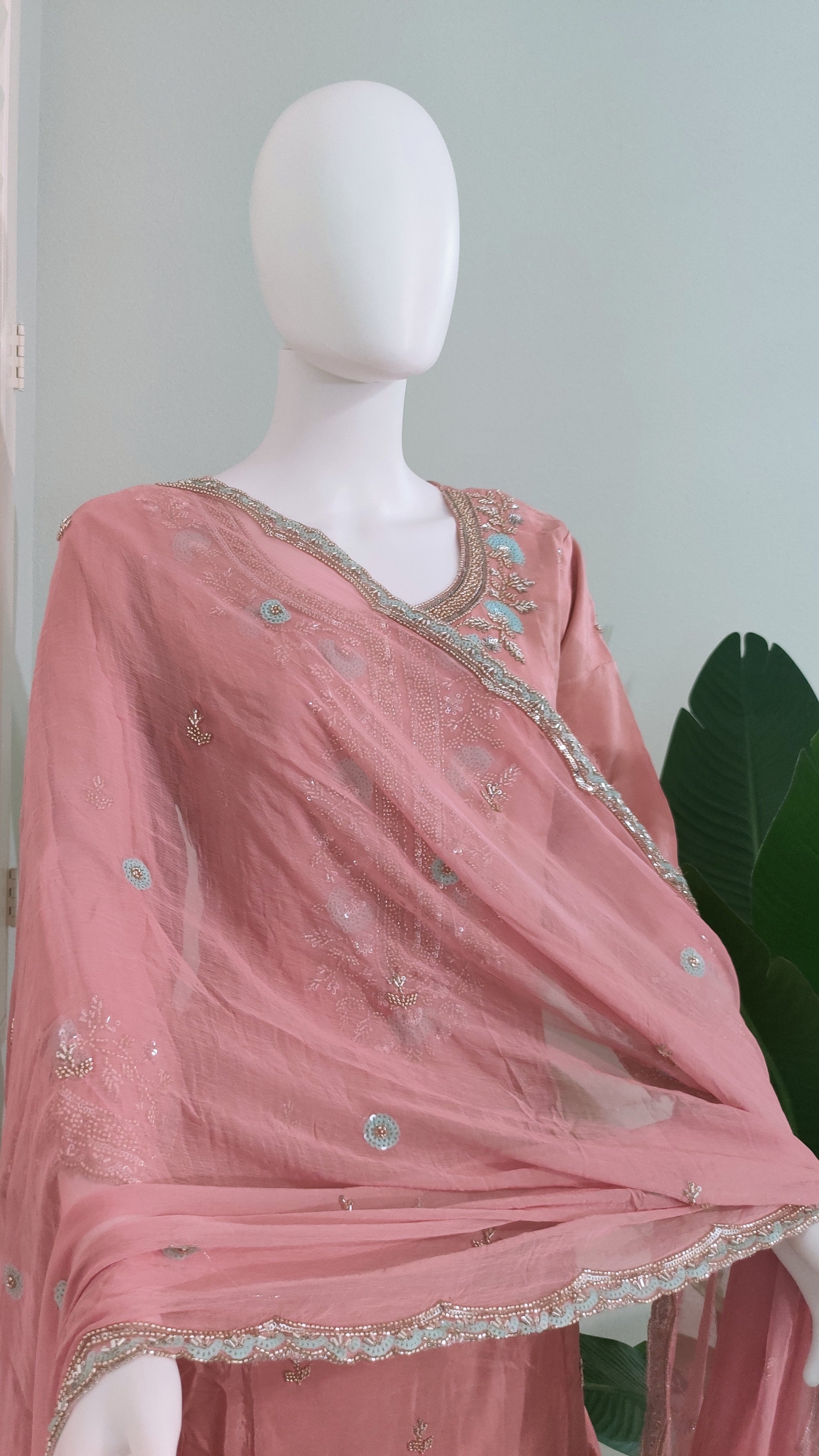 Handwork Embroidered Plazzo Kurta Suit Set