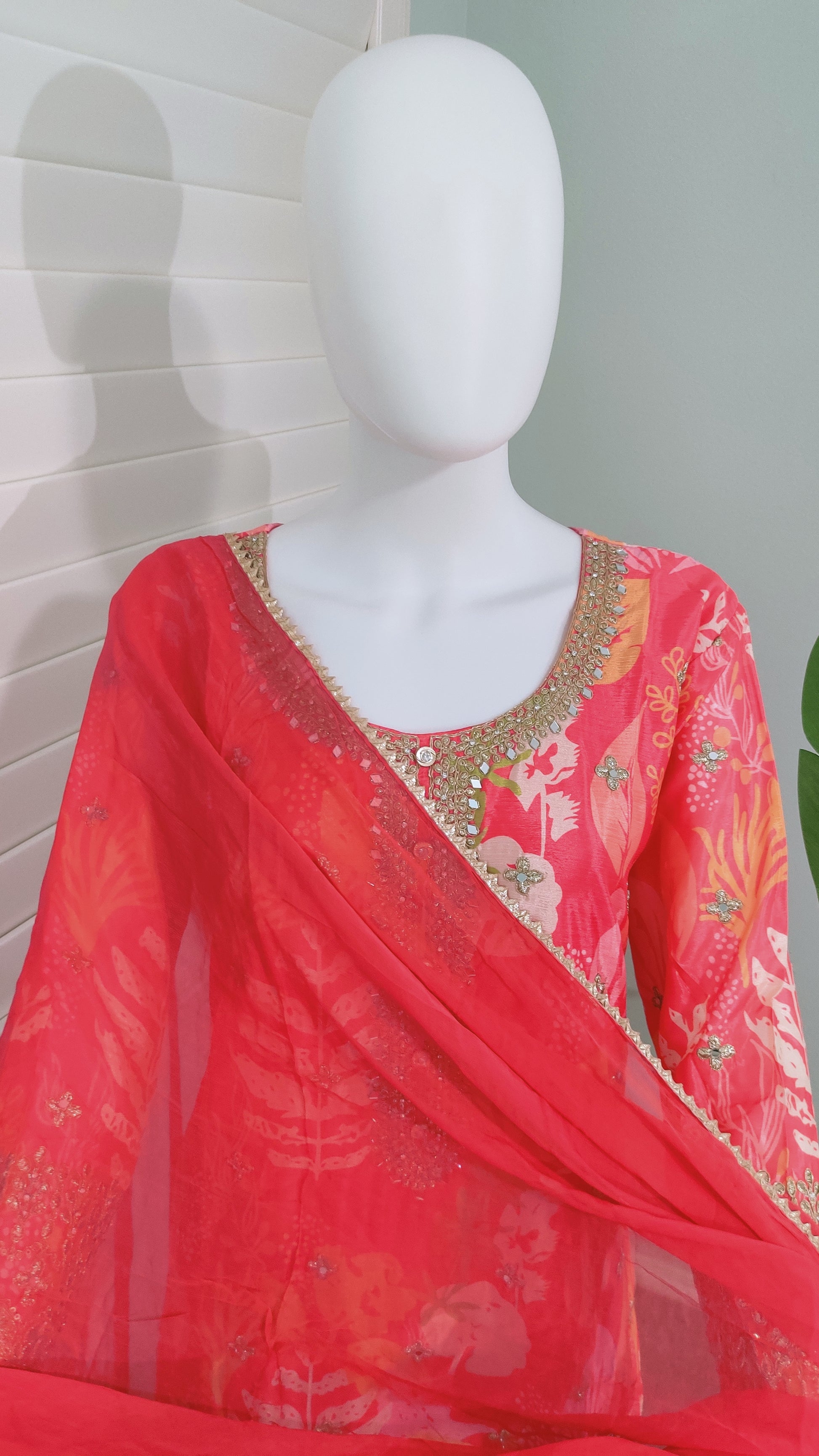 🤍Chinon Fabric Digital Printed Sharara Suit Set