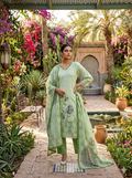 Light Green Digital Print Cotton Kurta Set