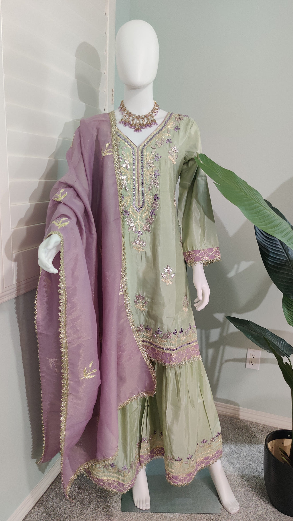 Cosmos Shimmer Silk Sharara Suit Set