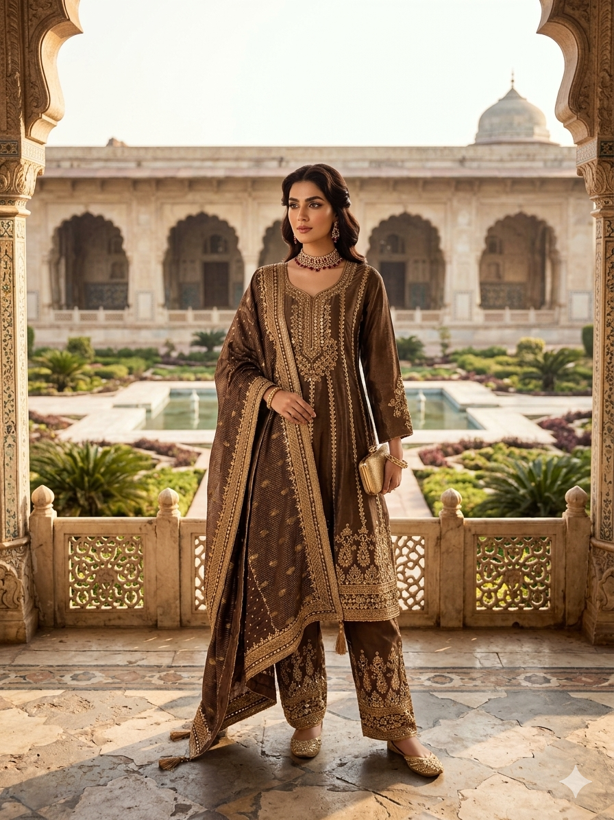 Wedding Wear Peplum Style Salwar Suit Set