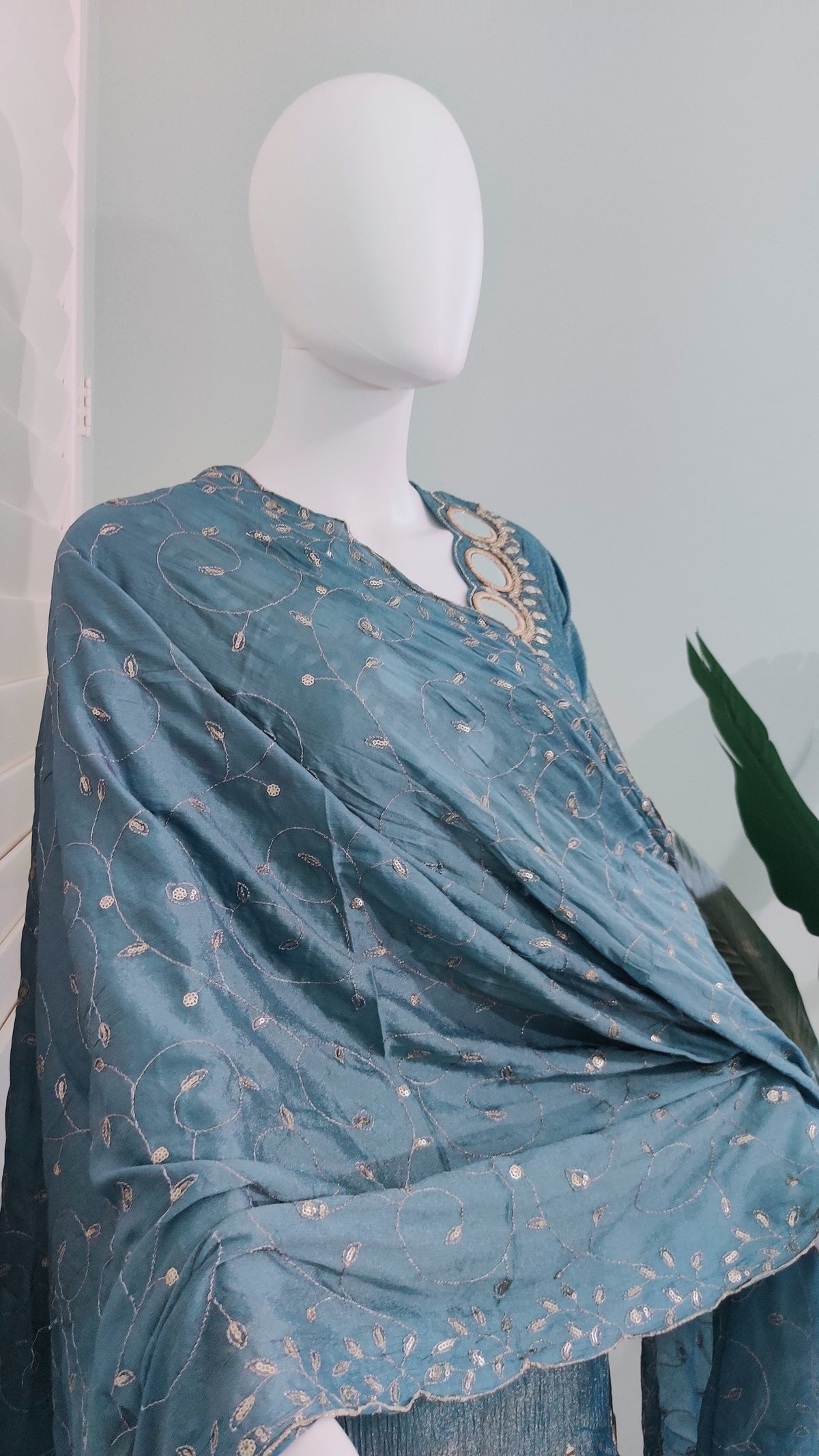 💙 Crushed Tissue Shimmer Farshi Salwar suit set
