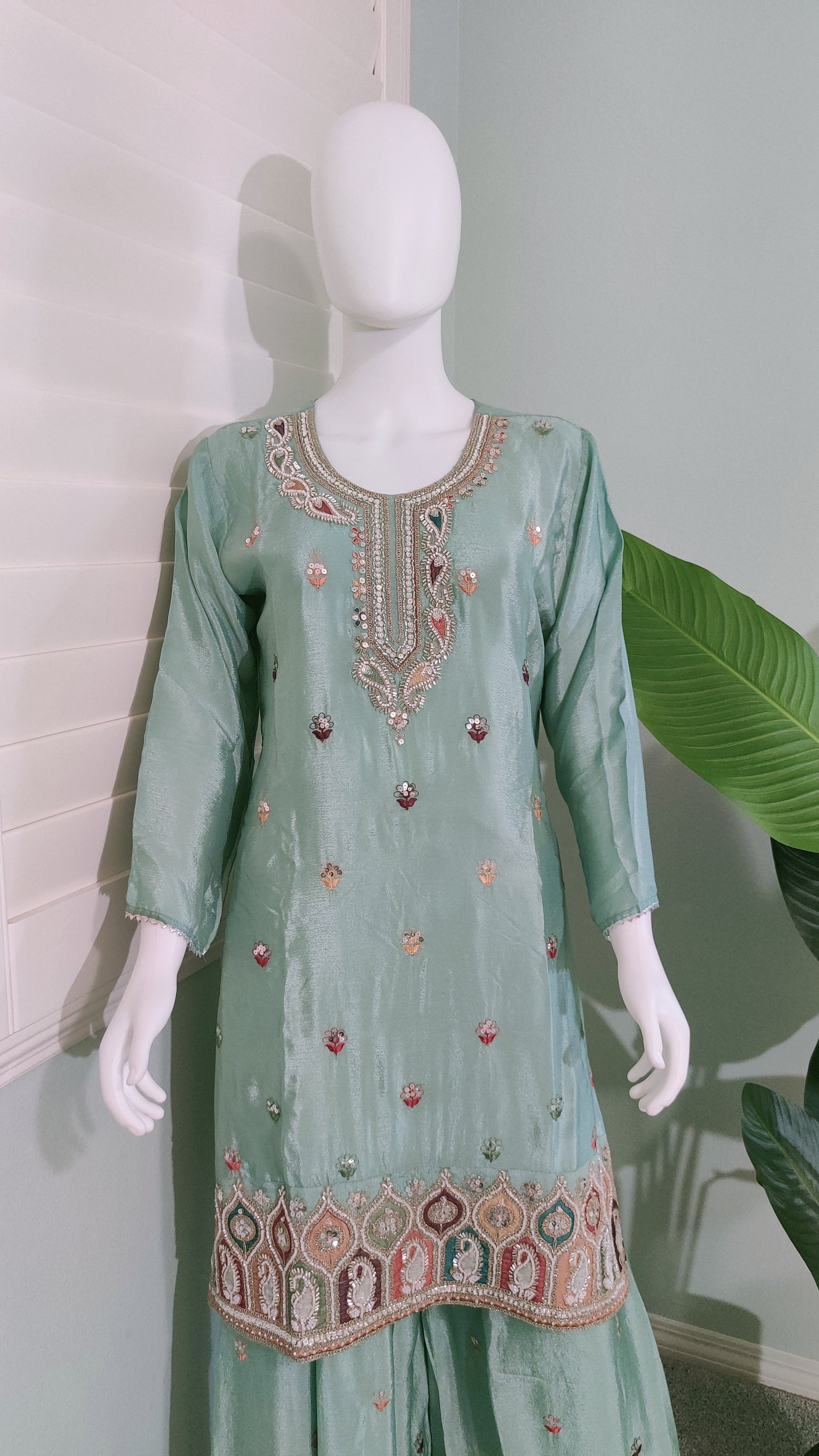 Chinon Multi Embroidered Plazzo Kurta set