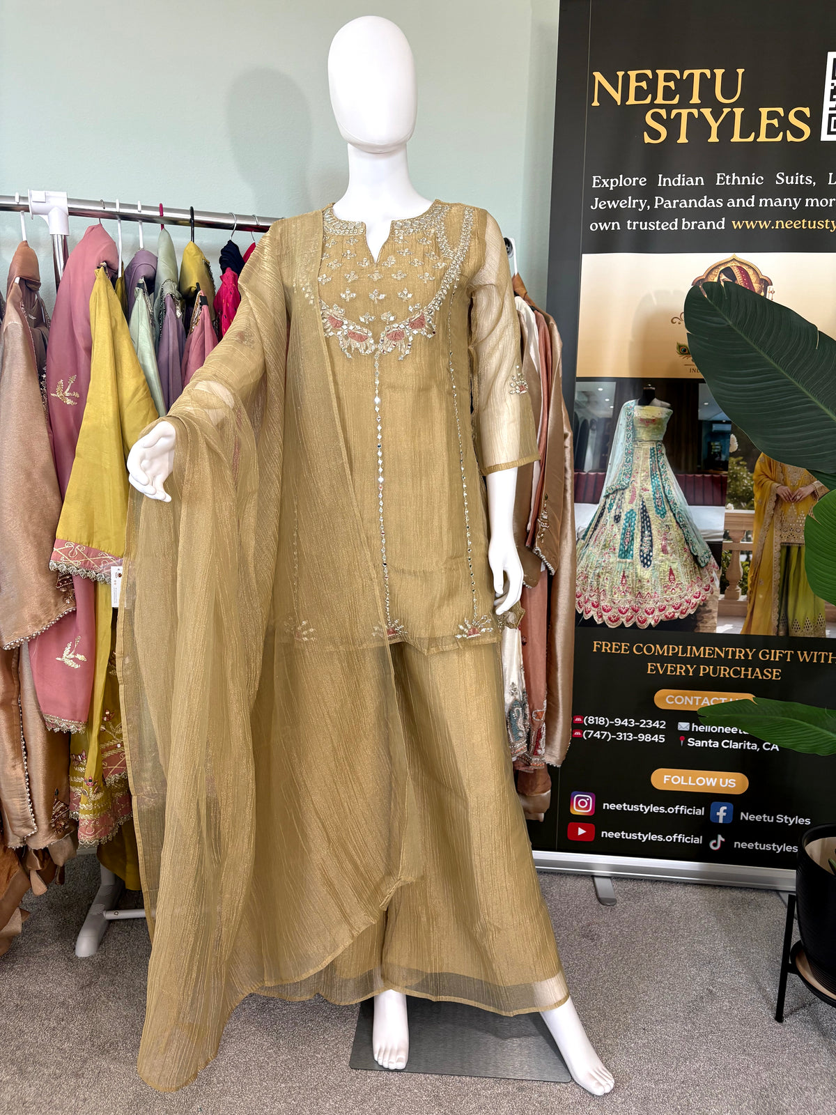 Golden-Bronze Festive Wear Kurta Set
