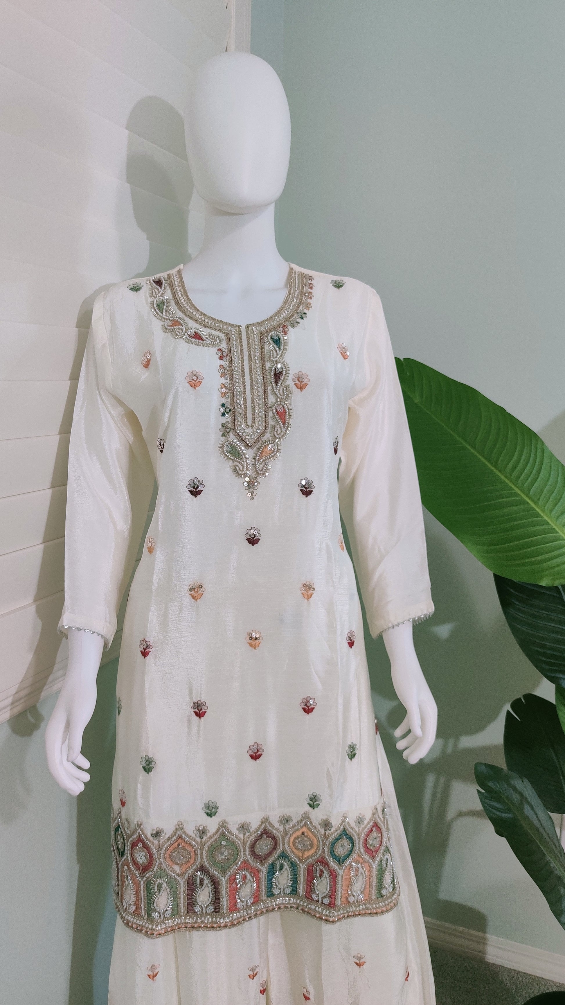 Chinon Multi Embroidered Plazzo Kurta set