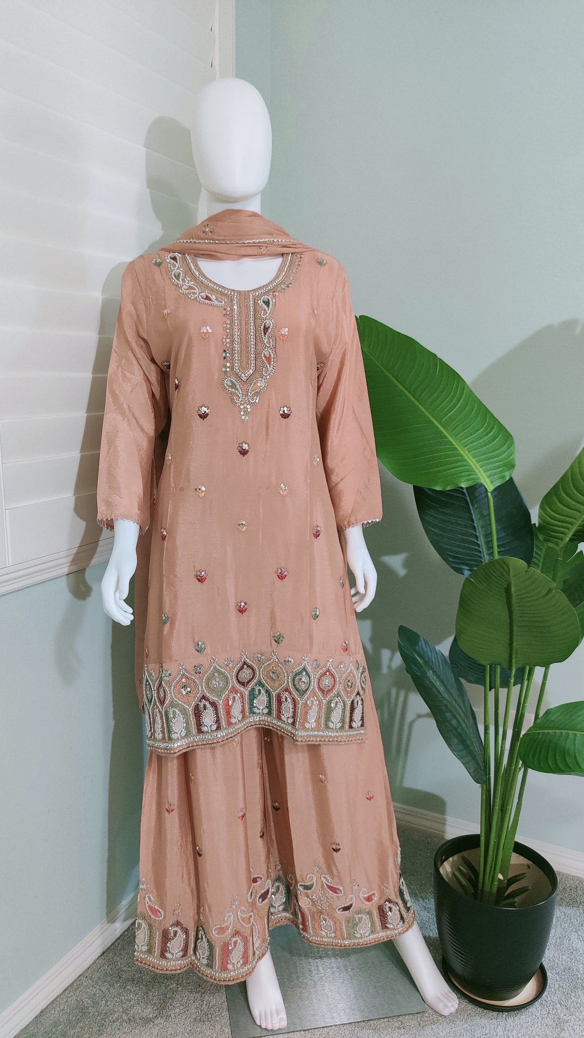 Chinon Multi Embroidered Plazzo Kurta set