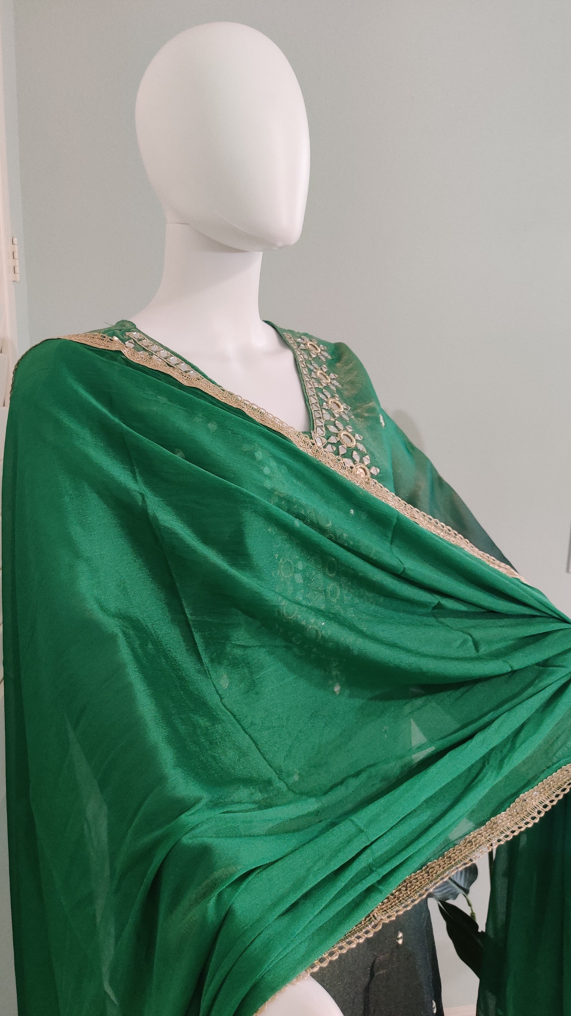 Shimmer Tissue Based Mirror Work Plazzo Suit Plus Size