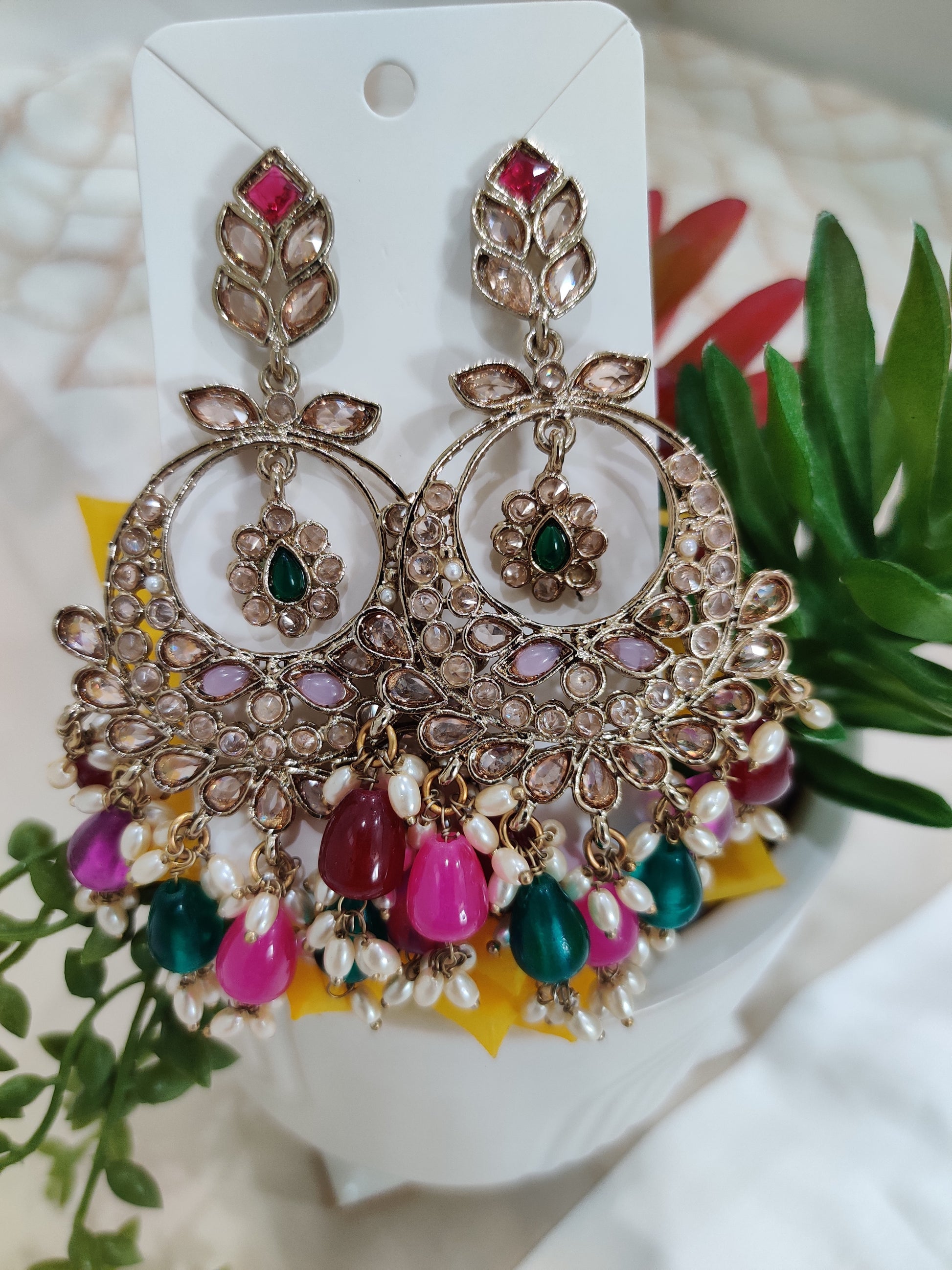 Crescent-Shaped Earrings in Three tones (Gold, Silver and Multicolored)