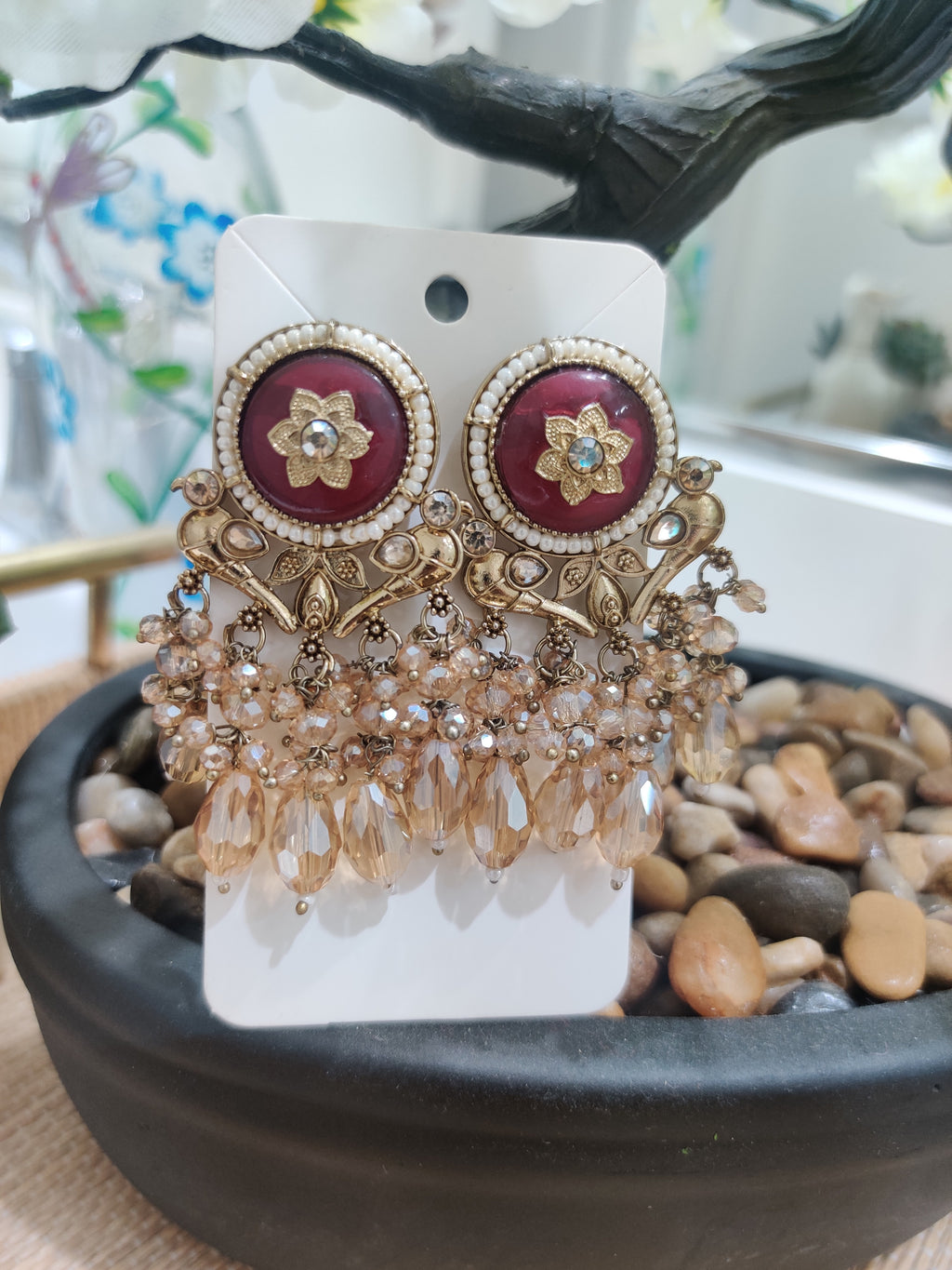 Dual‑Tone Royal Filigree Earrings
