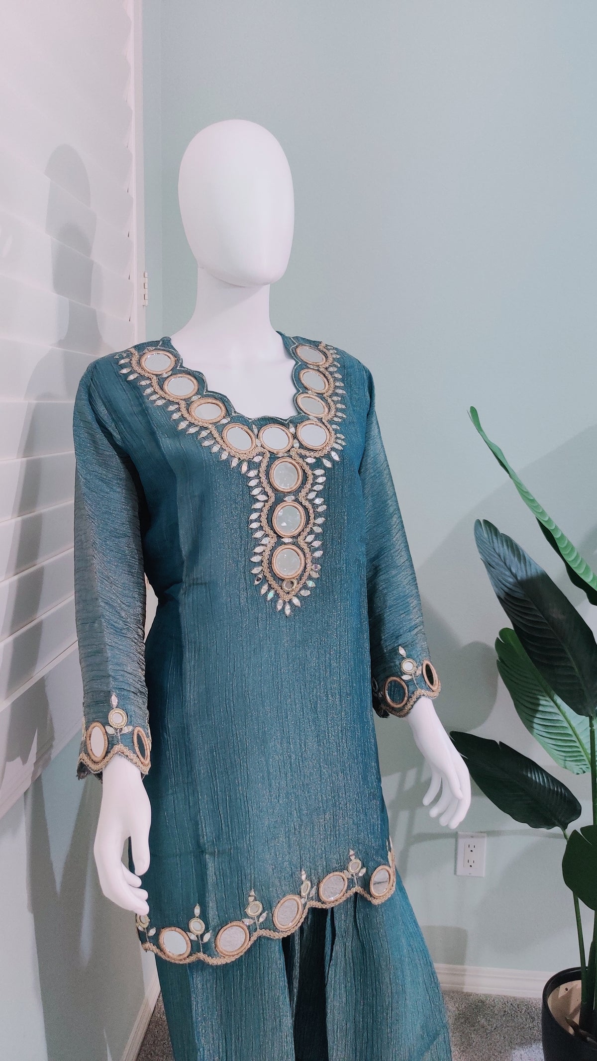 💙 Crushed Tissue Shimmer Farshi Salwar suit set