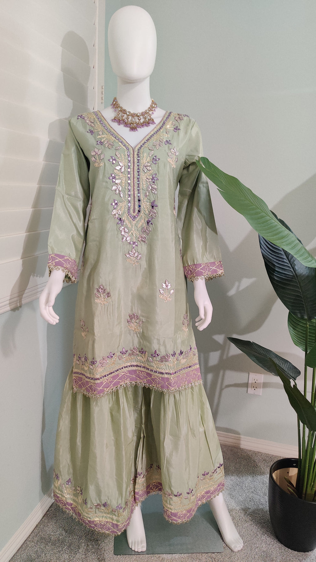 Cosmos Shimmer Silk Sharara Suit Set