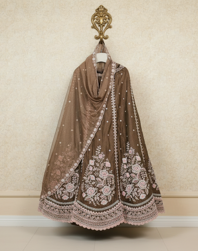 Brown Festive Wear Lehenga