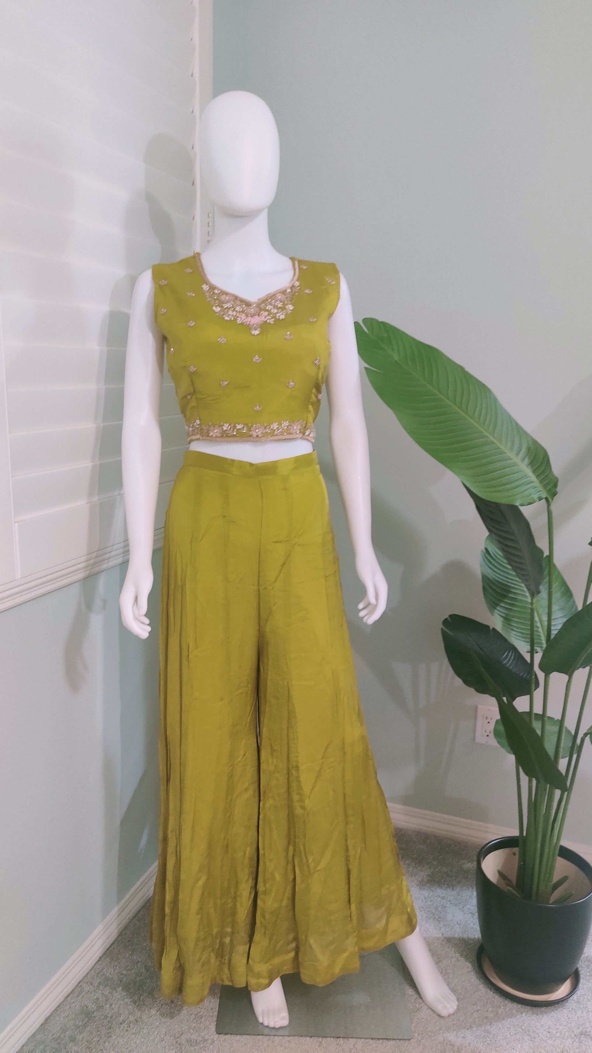 Chinon Indo Western Dress with a hand‑embroidered removable jacket.”